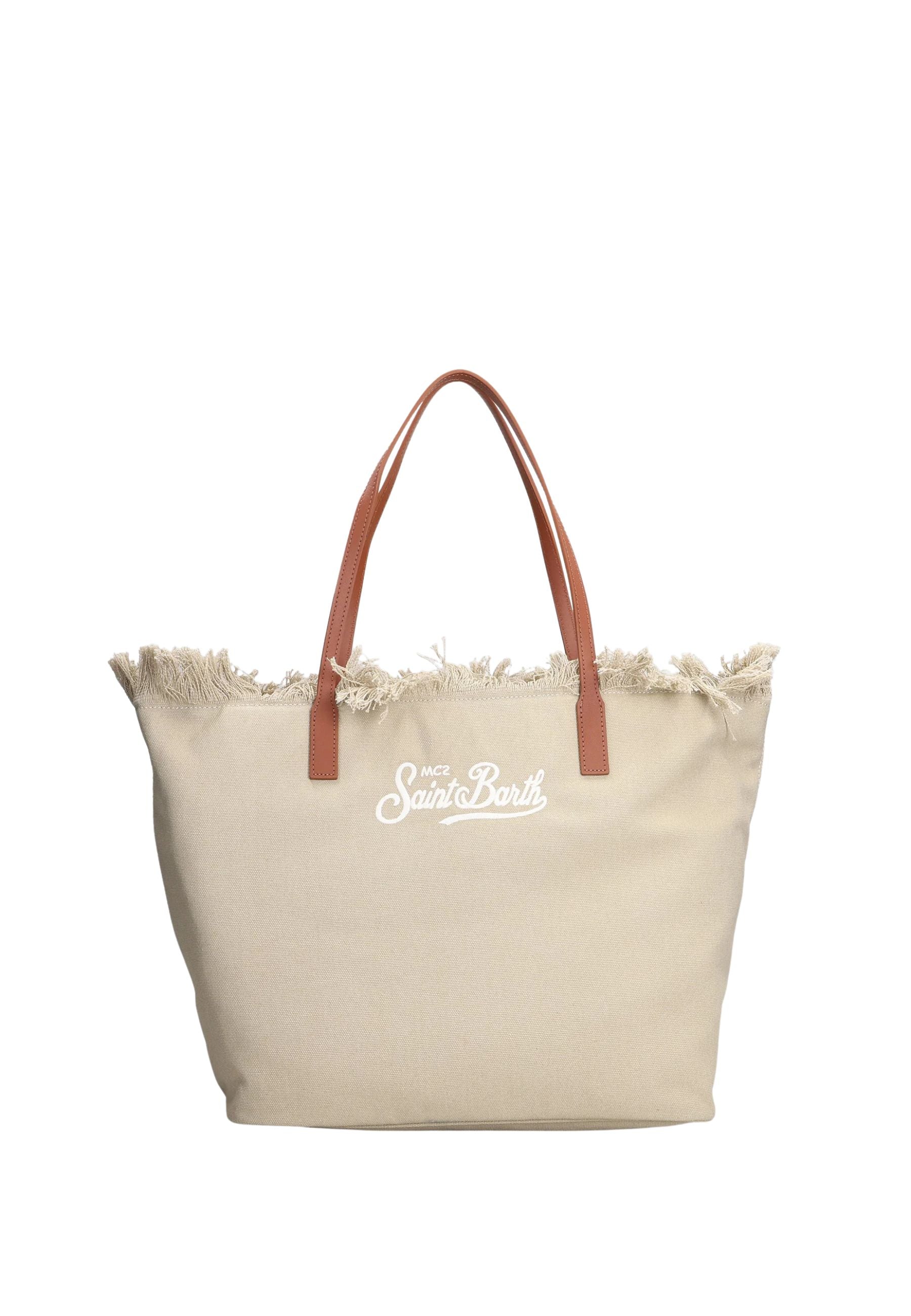 Tote City Bag Mid Fringe in tela beige 