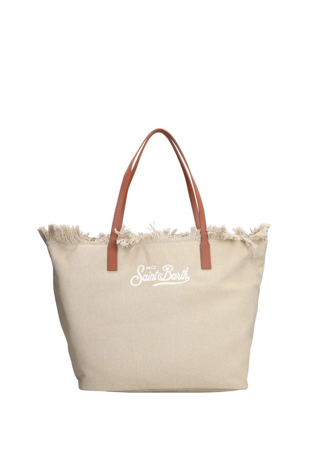 Tote City Bag Mid Fringe in tela beige 