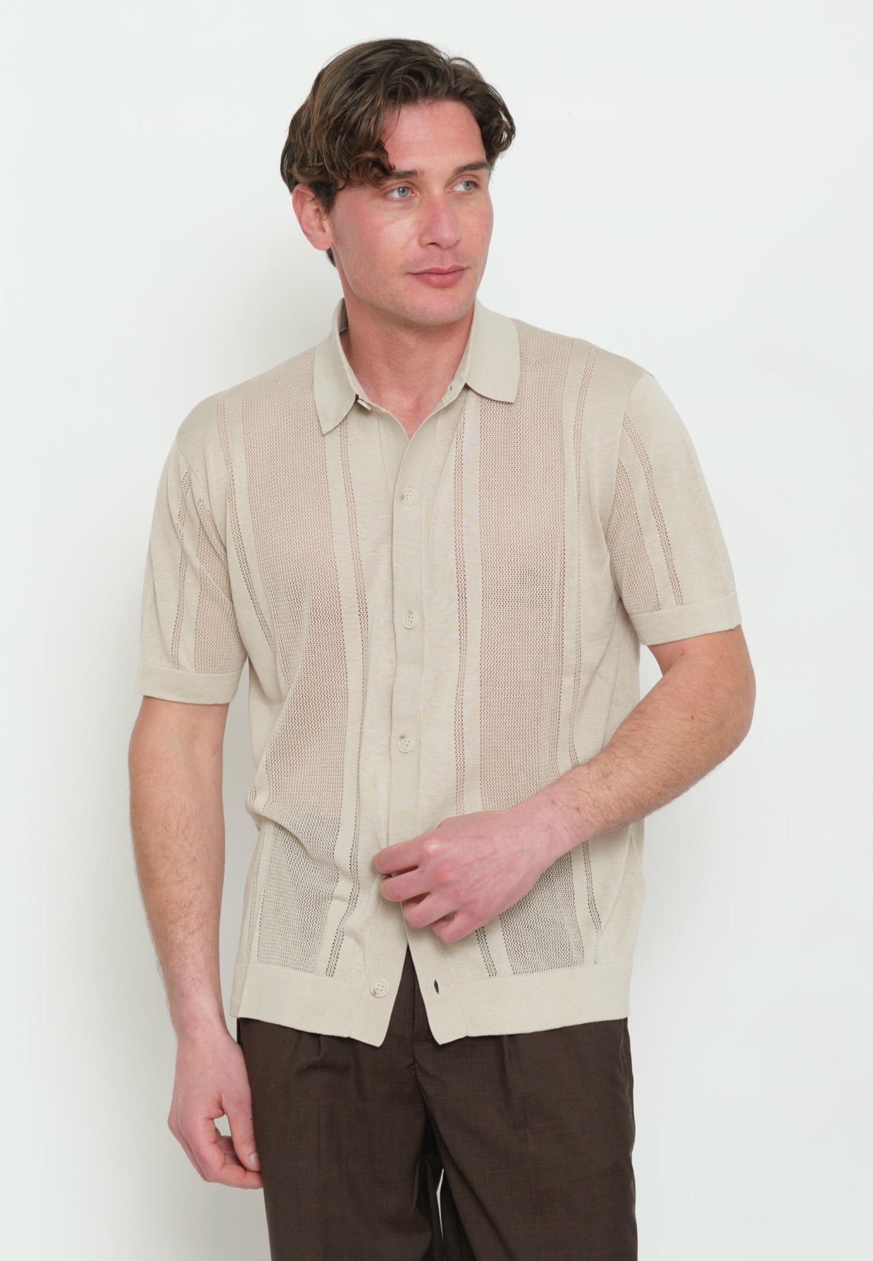 Paolo Pecora Camicia in maglia traforata seta e cotone 