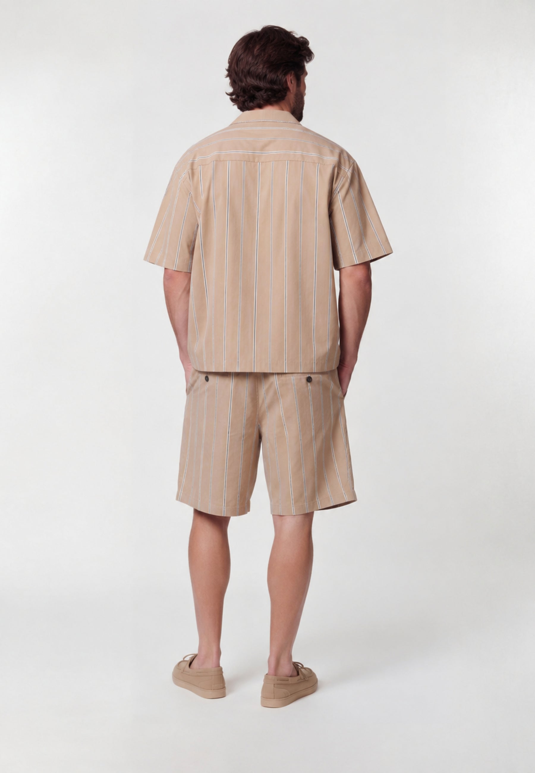 Paolo Pecora Bermuda in cotone a righe con coulisse 
