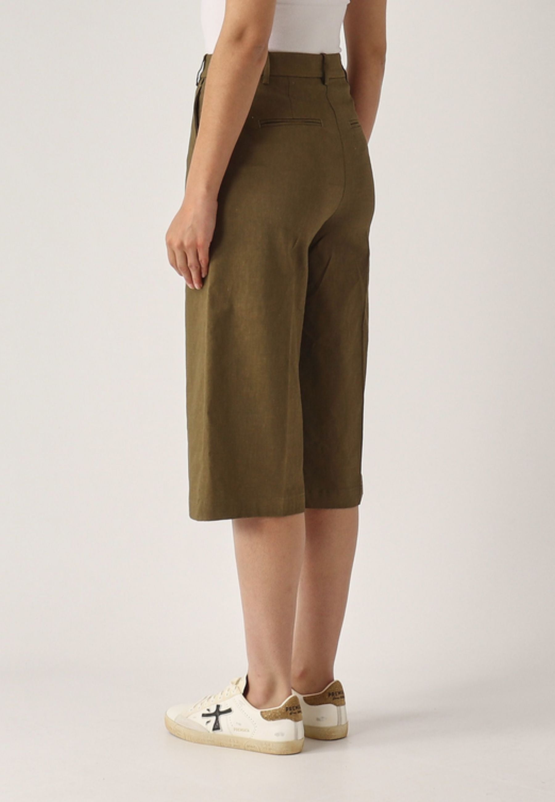 PINKO - Bermuda Donna Raccontami in Misto Lino Stretch | Oliva 