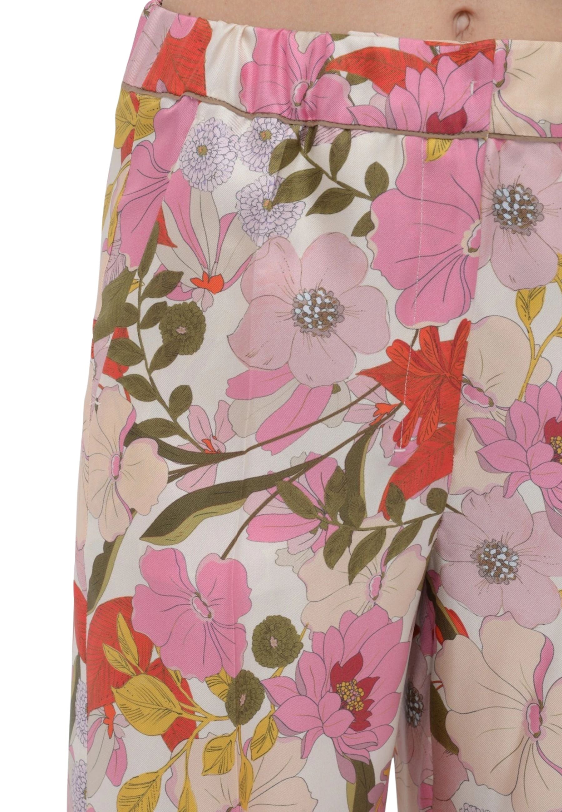 Pantalone Leda in twill di pura seta floreale - 'S Max Mara 