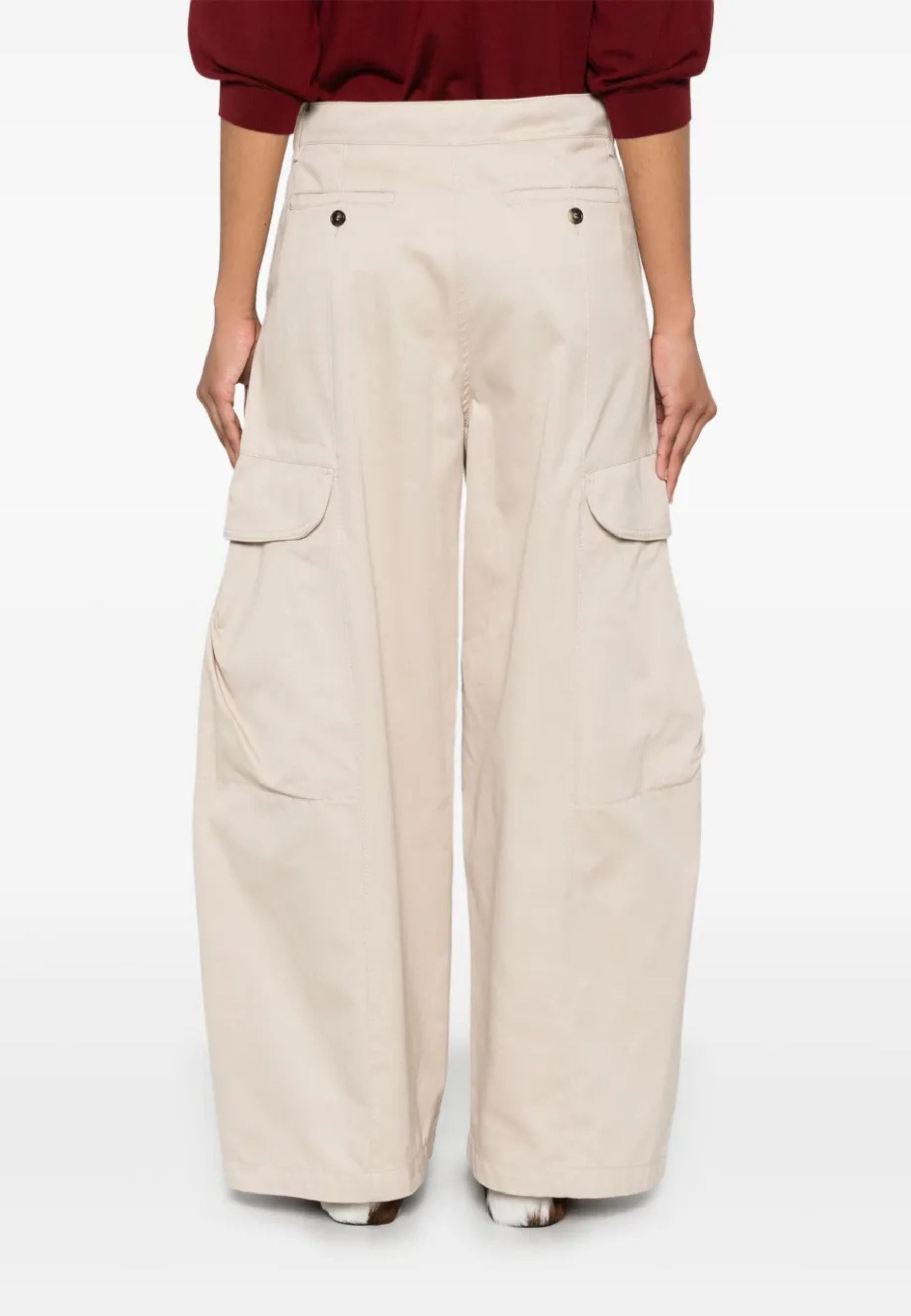 'S Max Mara - Pantaloni Rosatea in Cotone Beige Archivio 