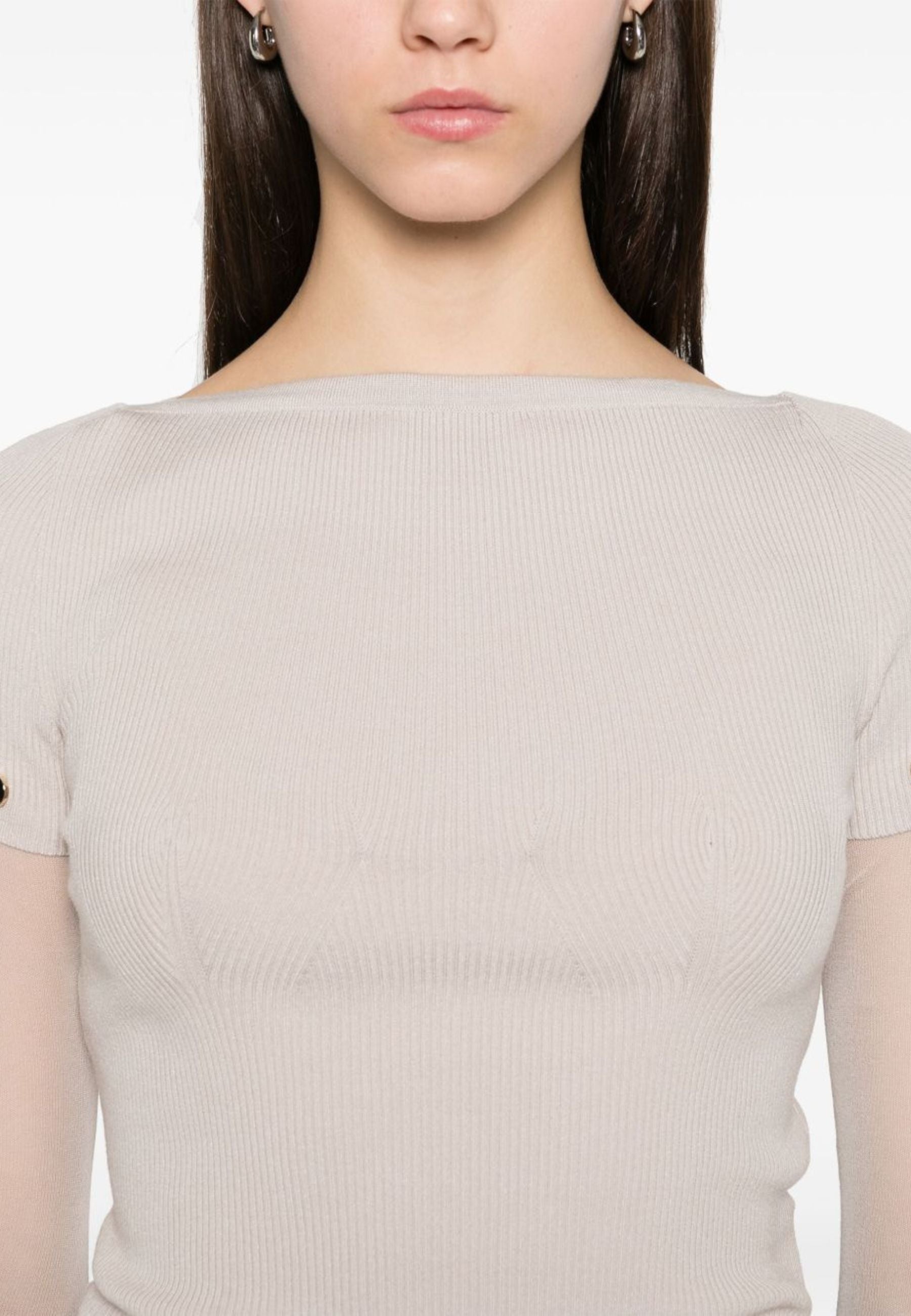 SPORTMAX - Maglia "Alcide" in viscosa stretch con maniche rimovibili 