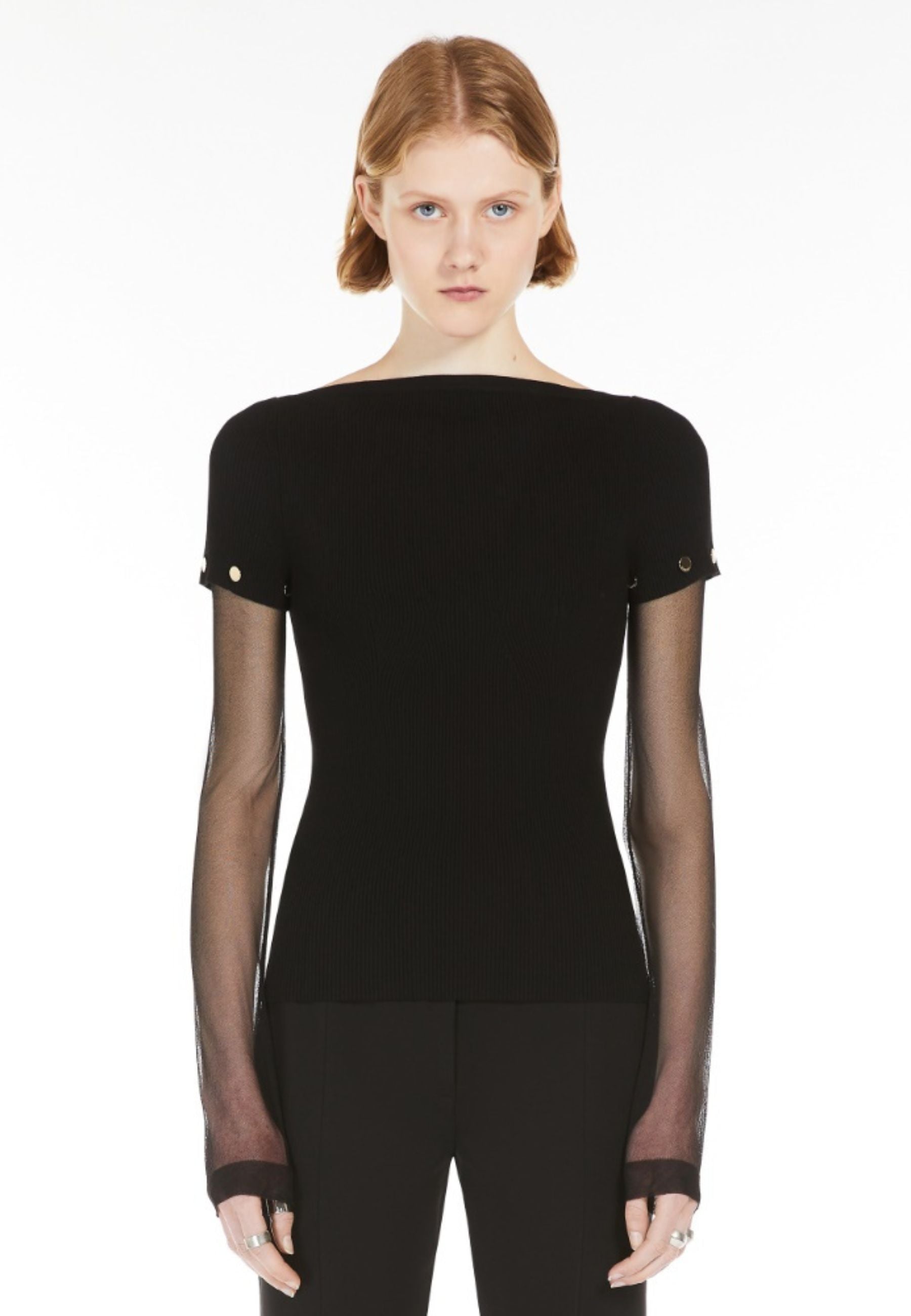 SPORTMAX - Maglia "Alcide" in viscosa stretch con maniche rimovibili 