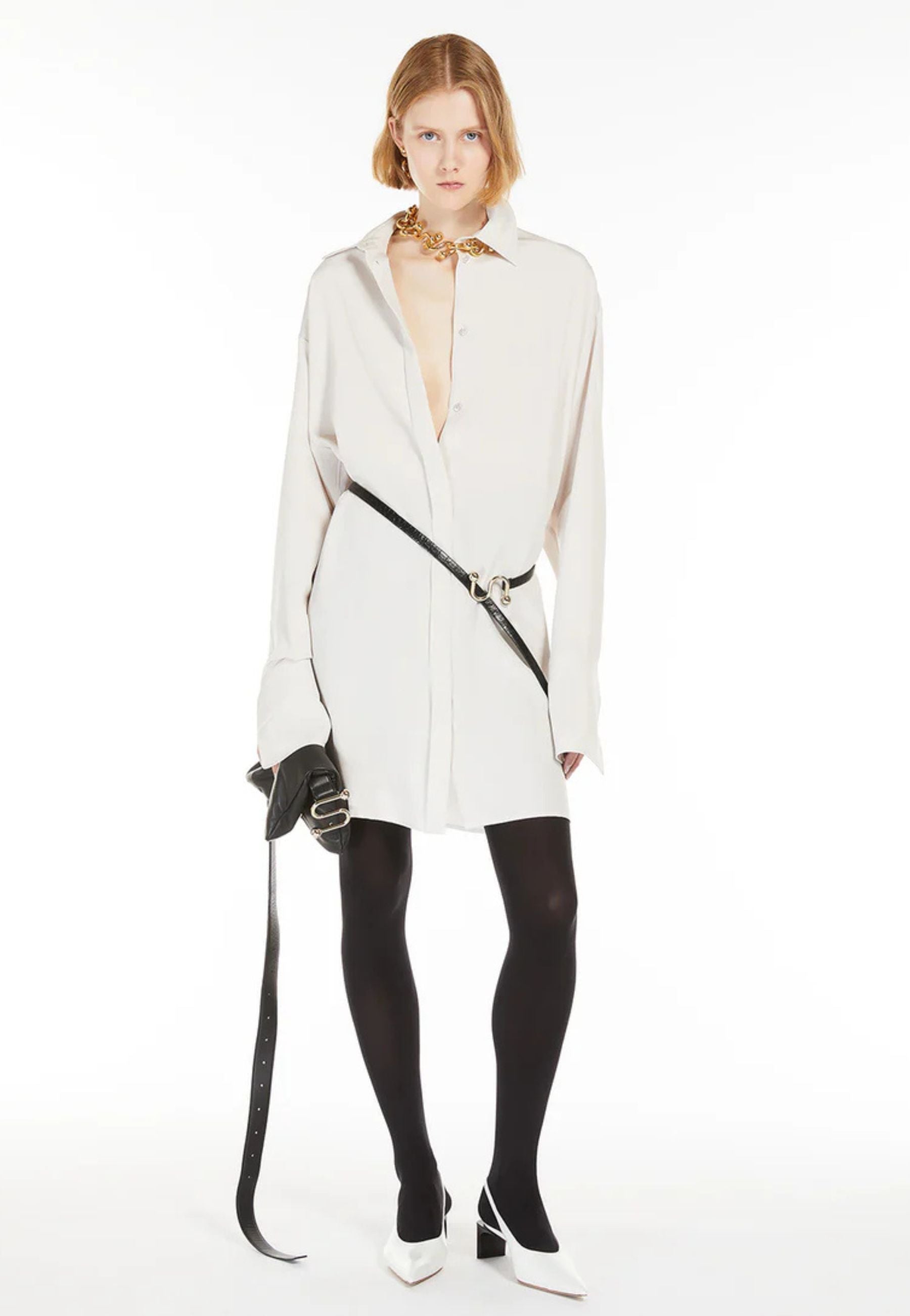 Sportmax - Abito camicia oversize in seta elasticizzata 
