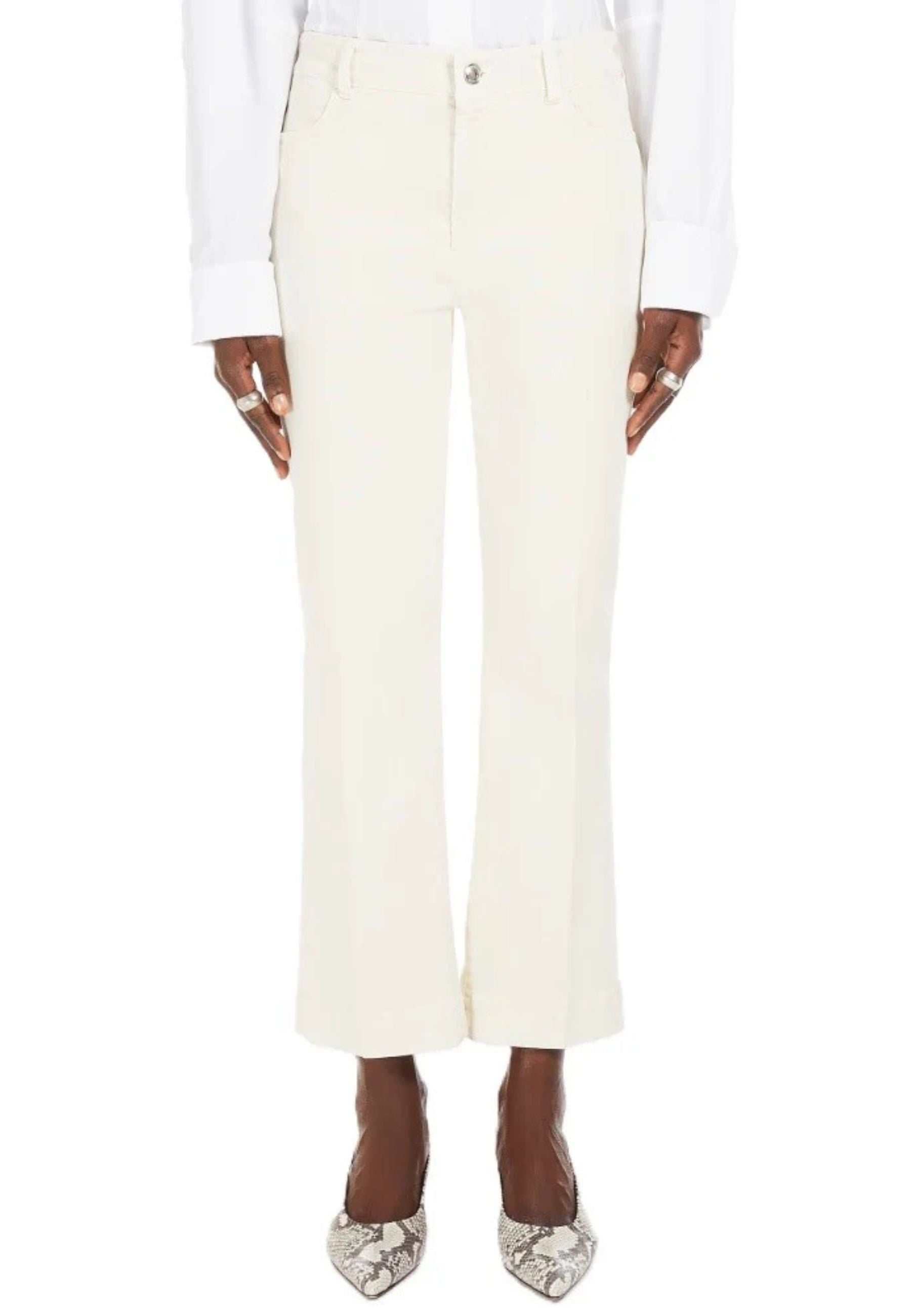 Max Mara - Pantaloni in cotone color bianco sporco 