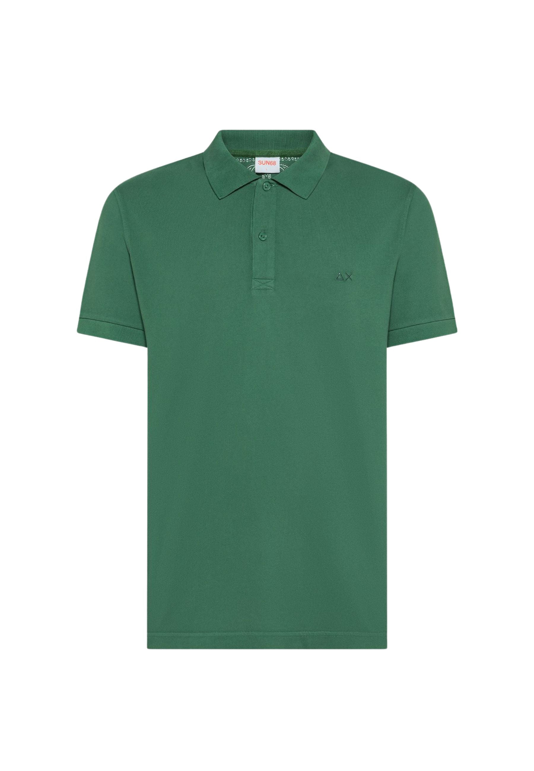 Polo in cotone verde muschio con dettagli a contrasto 