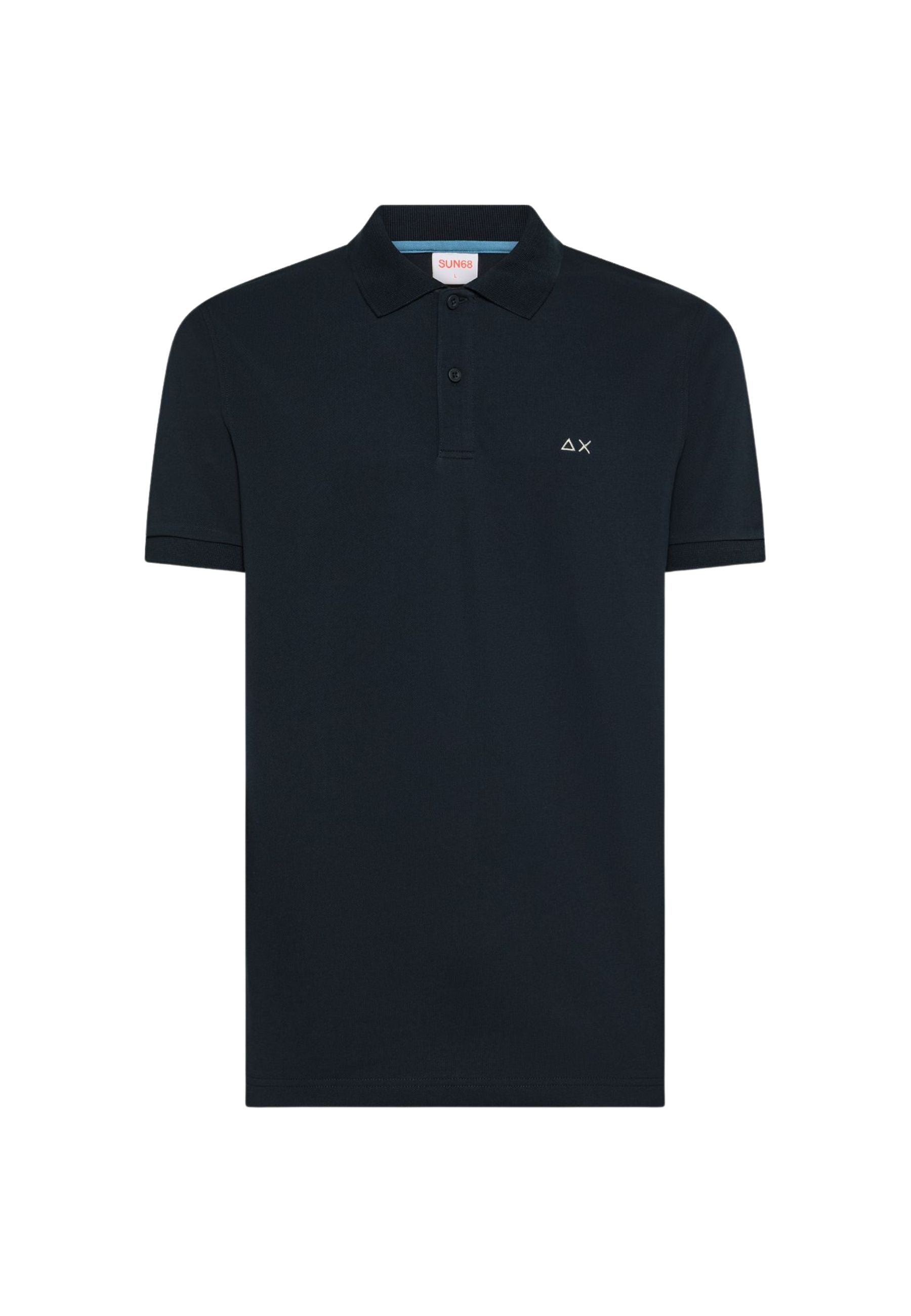 Polo in cotone blu navy con ricamo logo 