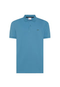Polo in cotone blu avio con ricamo logo