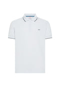 White cotton polo shirt with contrasting details