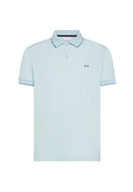 Polo shirt with contrast details in light blue cotton