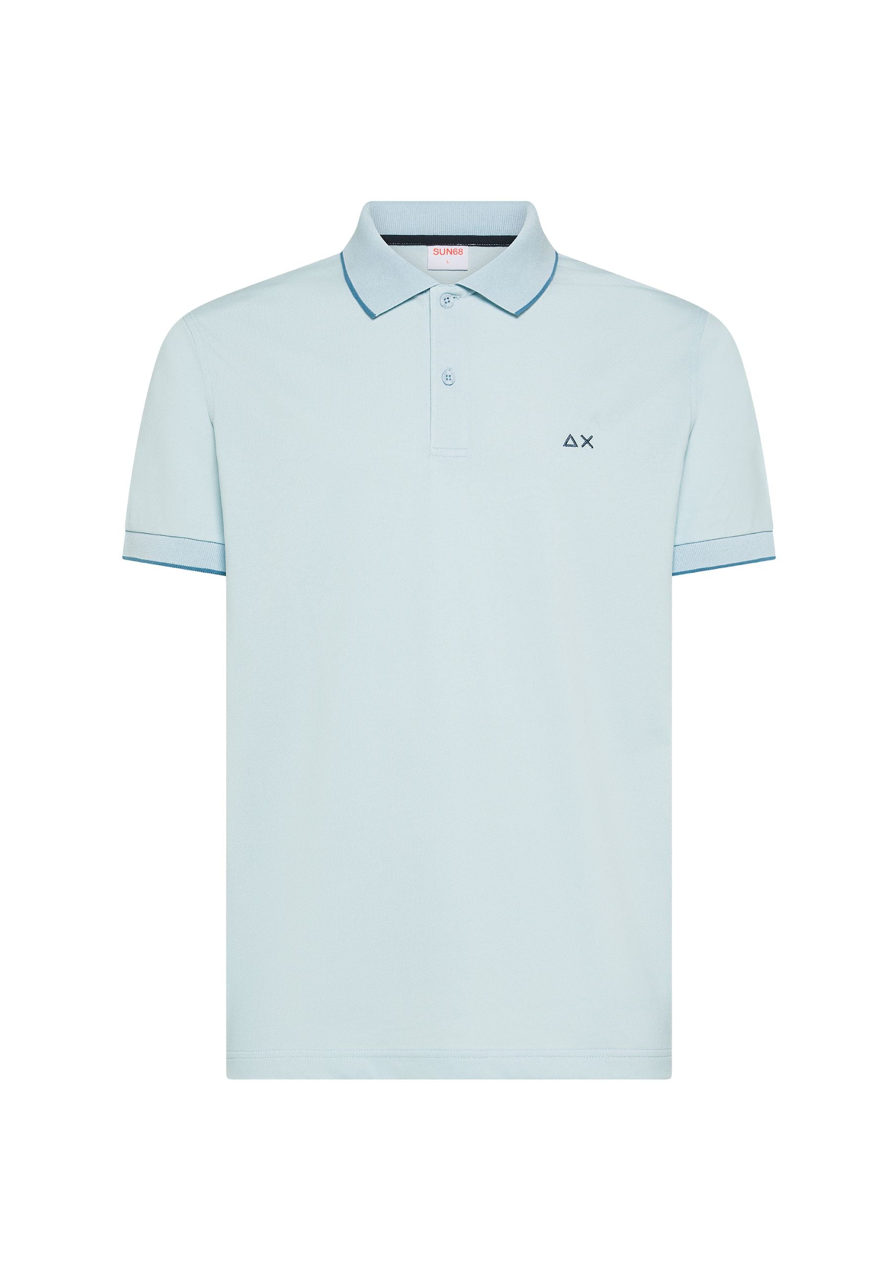 Polo con dettagli a contrasto in cotone azzurro 