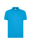 Turquoise cotton polo shirt with contrast detailing