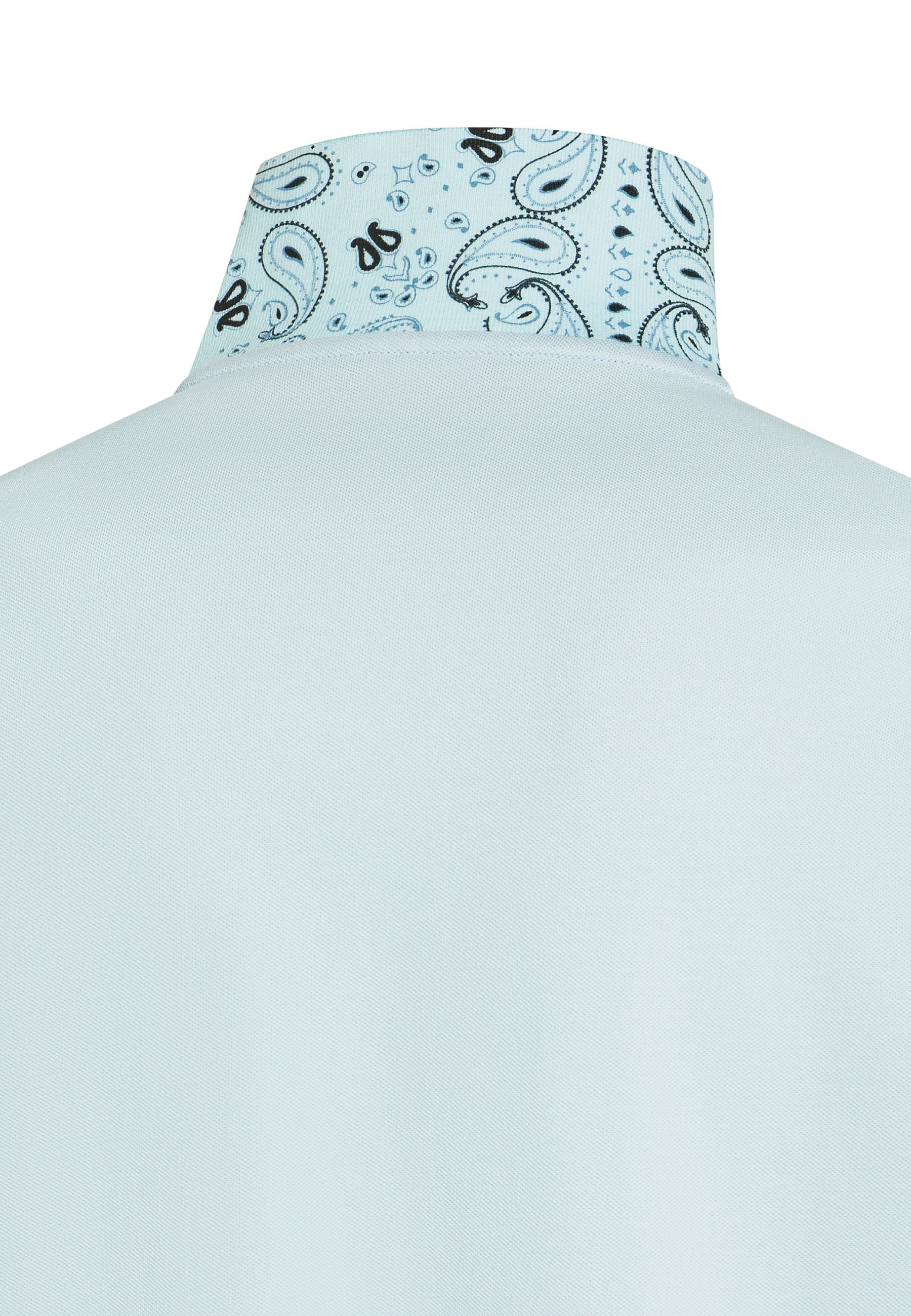 Polo con stampa paisley in cotone azzurro 