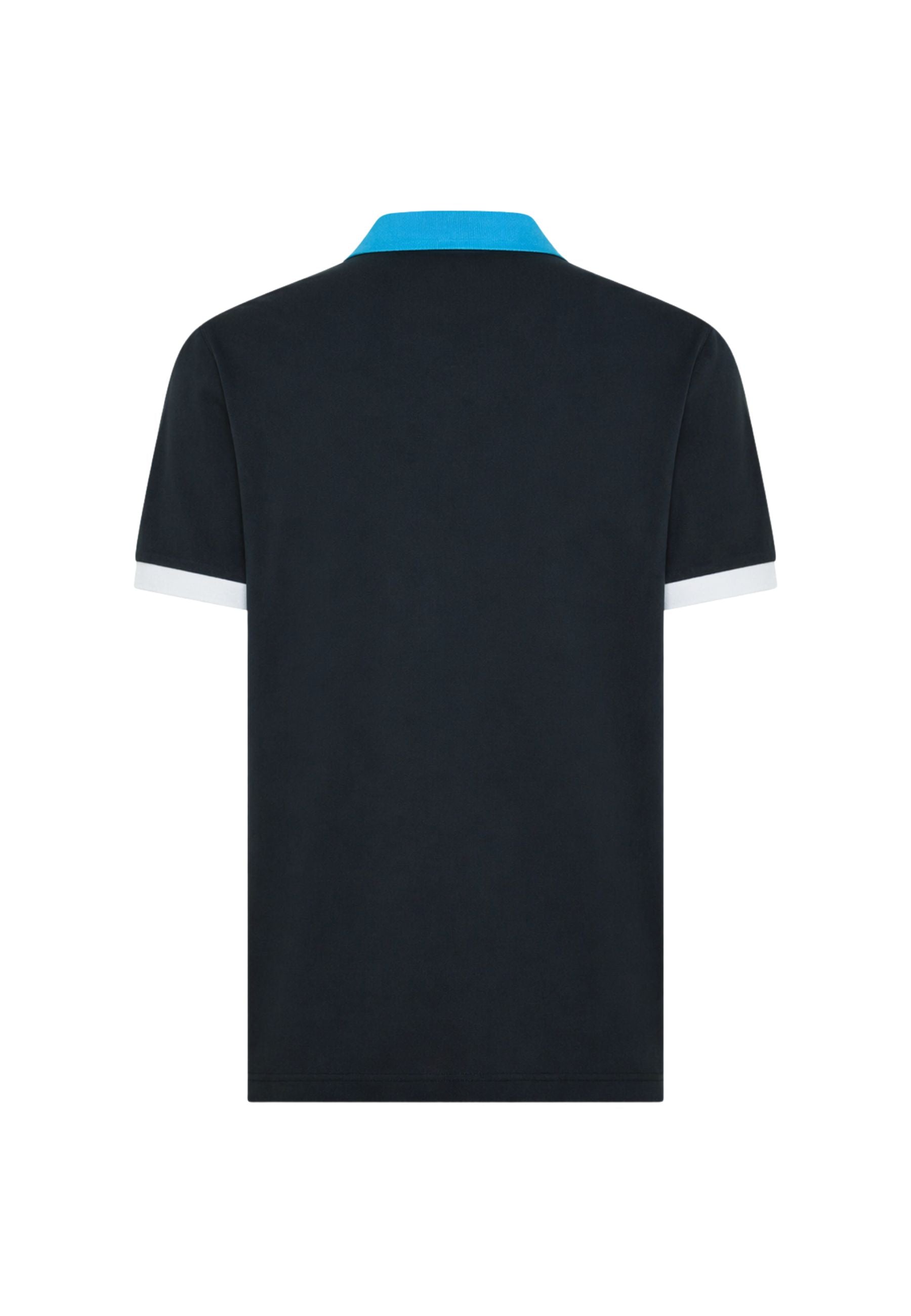 Polo in cotone blu navy con colletto a contrasto 