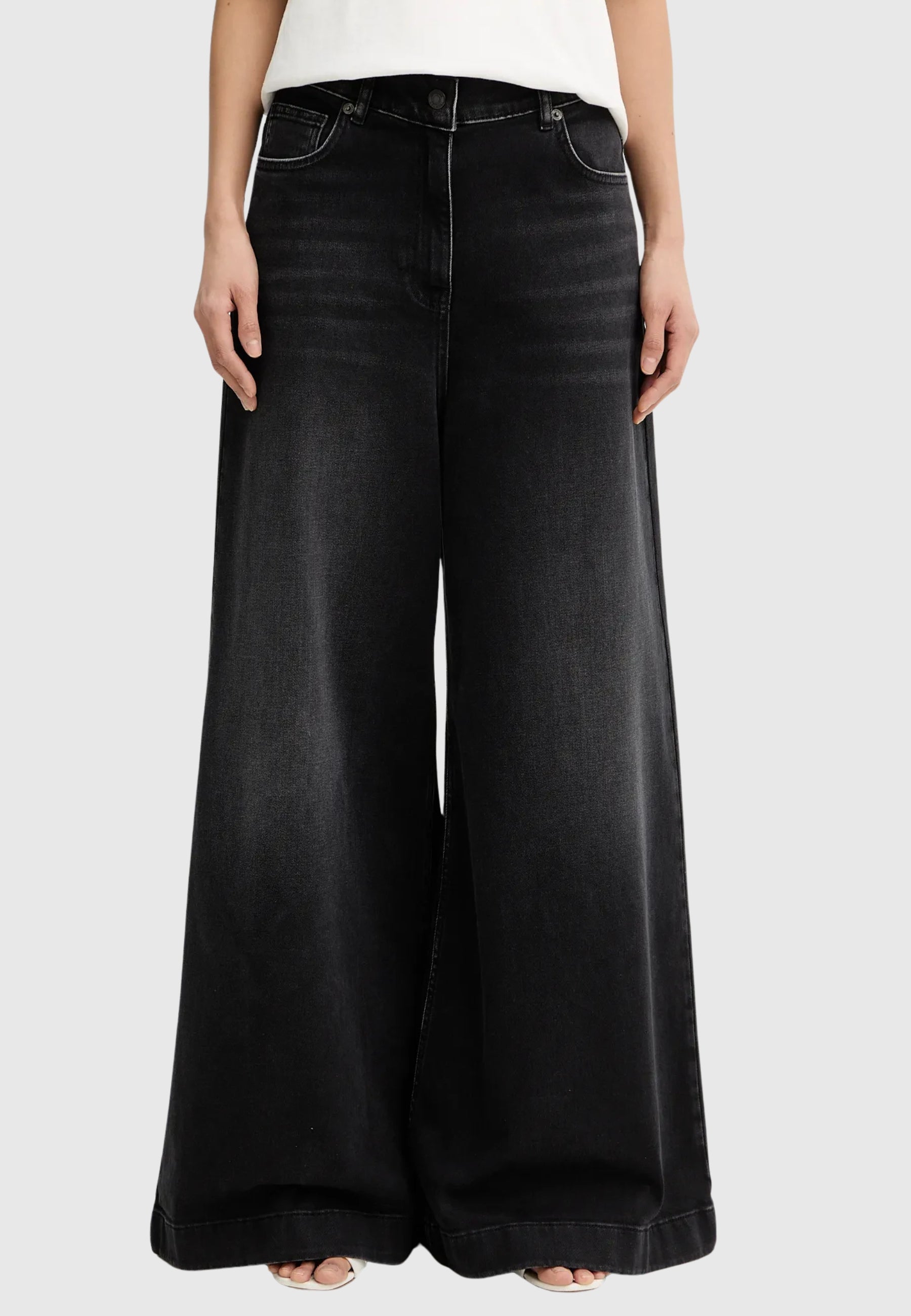Jeans Wide Leg Donna - Nero 