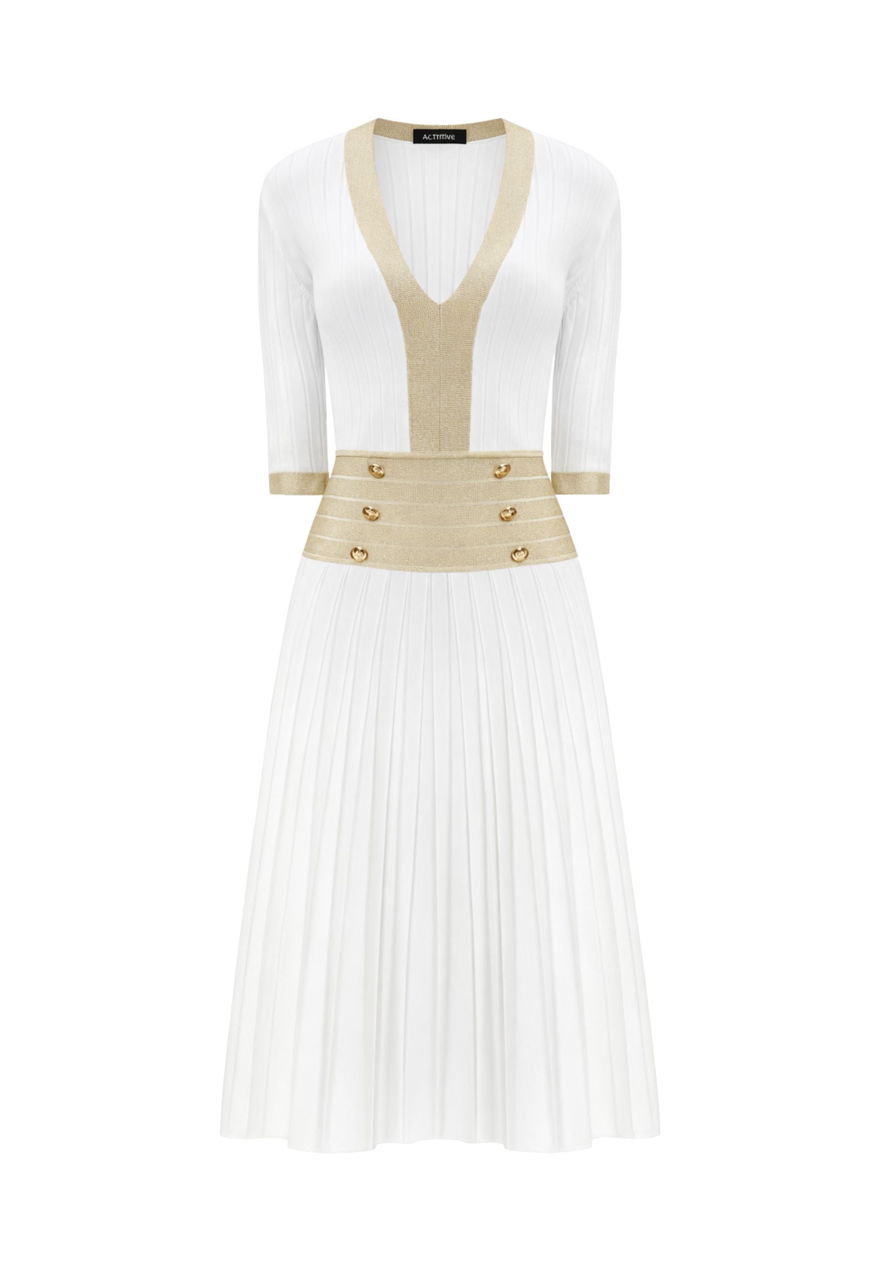 Abito bianco in maglia con lurex 