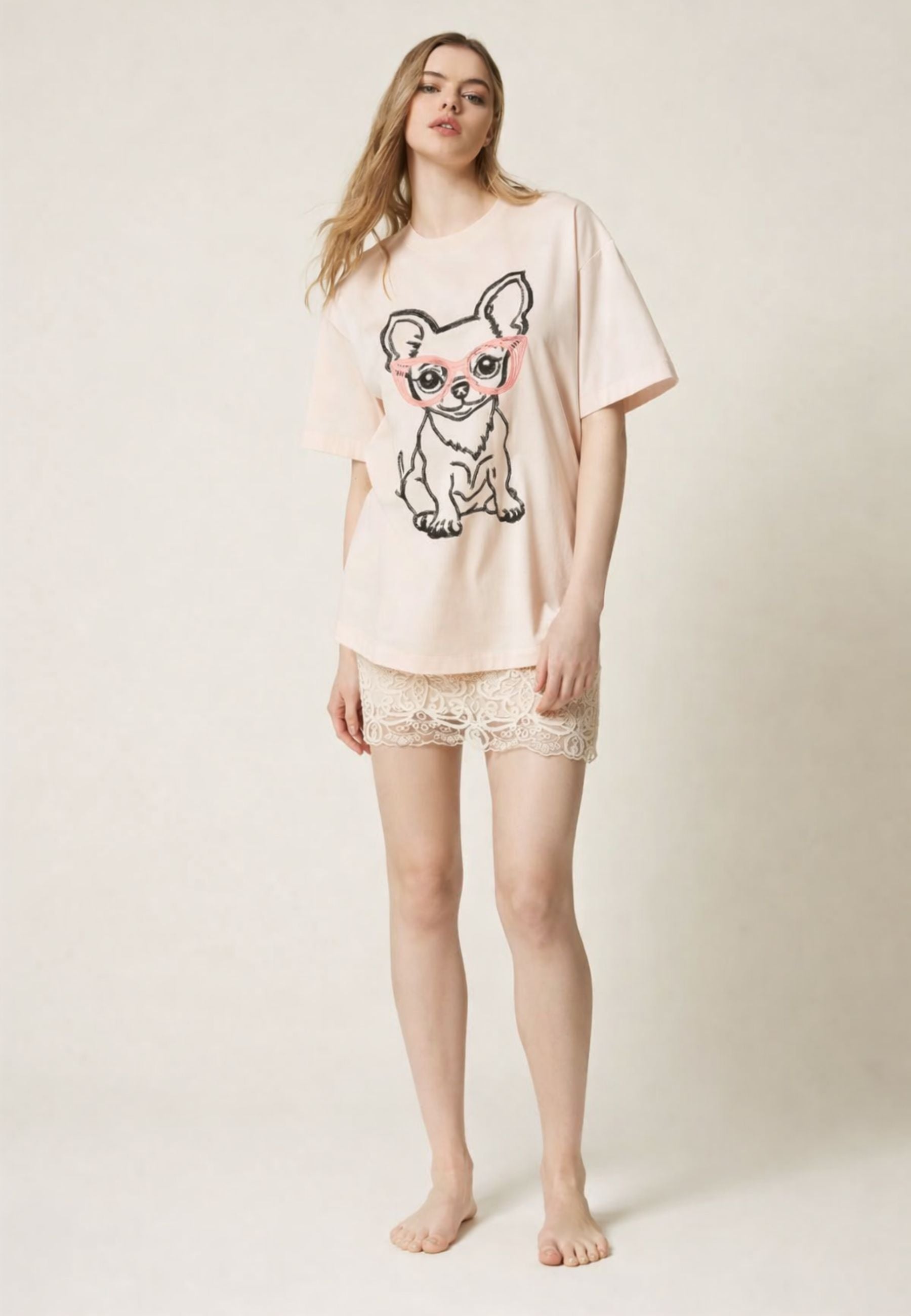 T-shirt oversize con stampa e ricamo - Actitude by Twinset 
