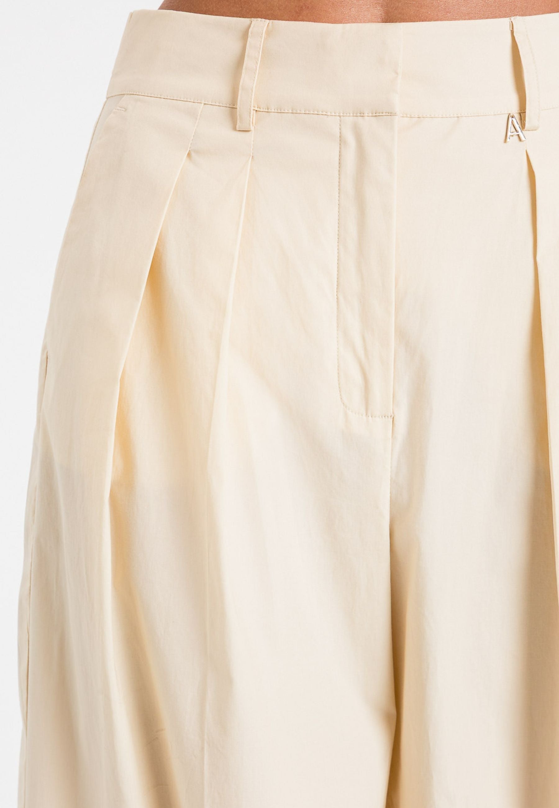Twinset Pantaloni Palazzo in Cotone Stretch - Avorio 