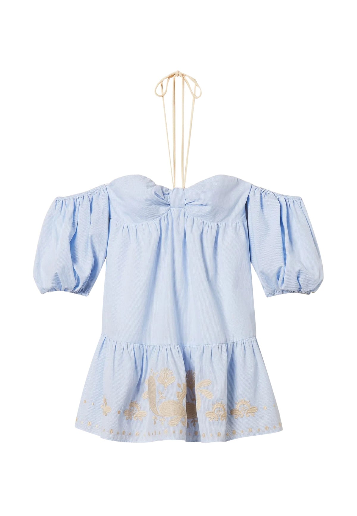 Abito corto off-shoulder a righe con ricamo - Actitude 