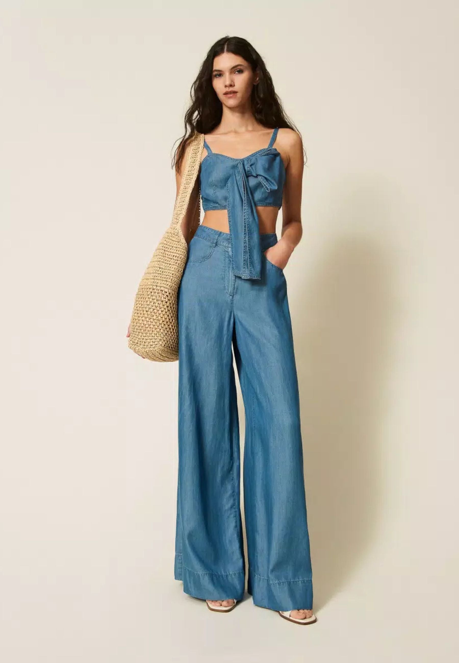 Pantaloni palazzo in denim TENCEL™ - Actitude 