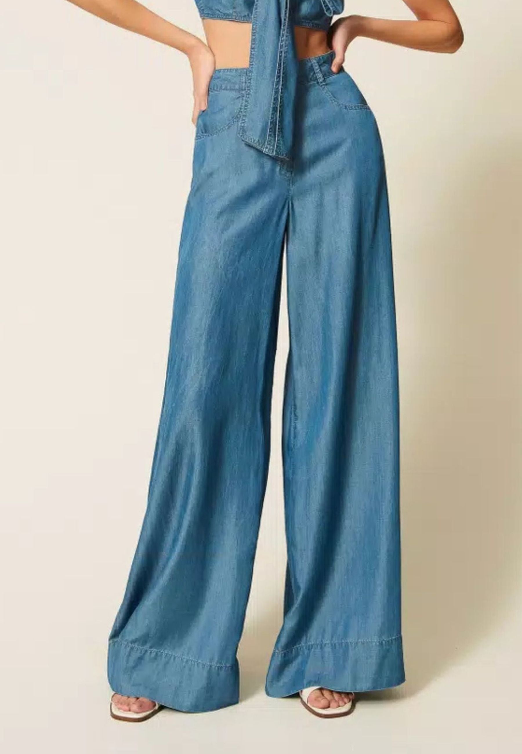 Pantaloni palazzo in denim TENCEL™ - Actitude 