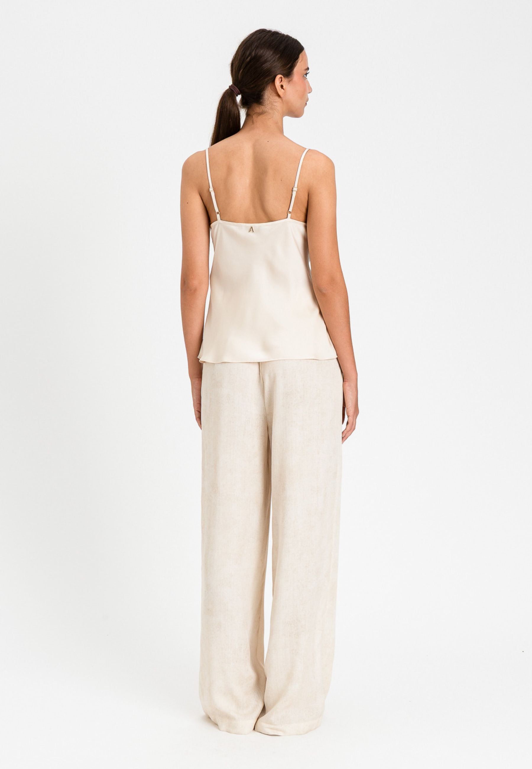 Twinset Top Satin con Inserto in Pizzo - Avorio 