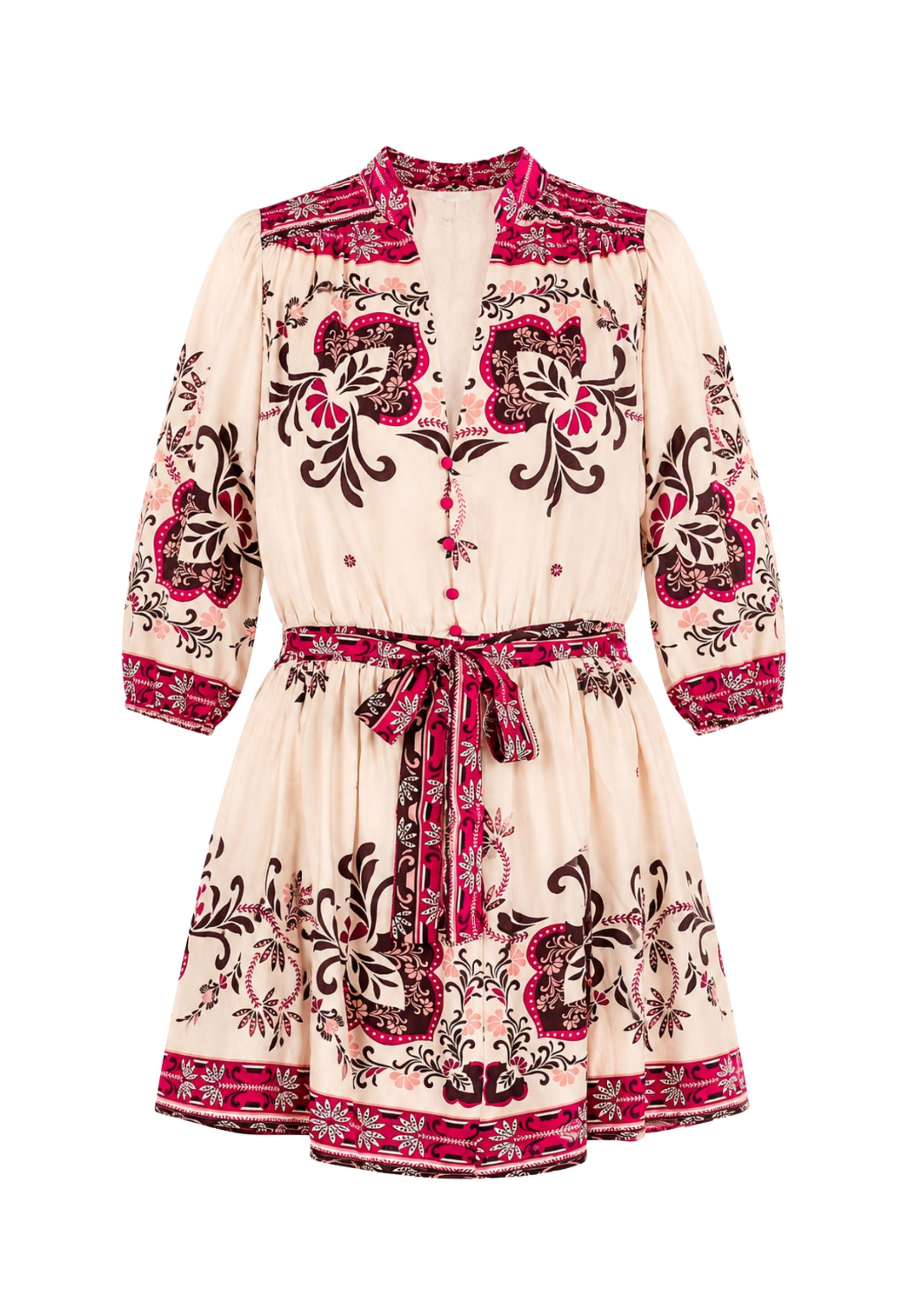 Abito corto fantasia con cintura - Stile boho chic e femminile 