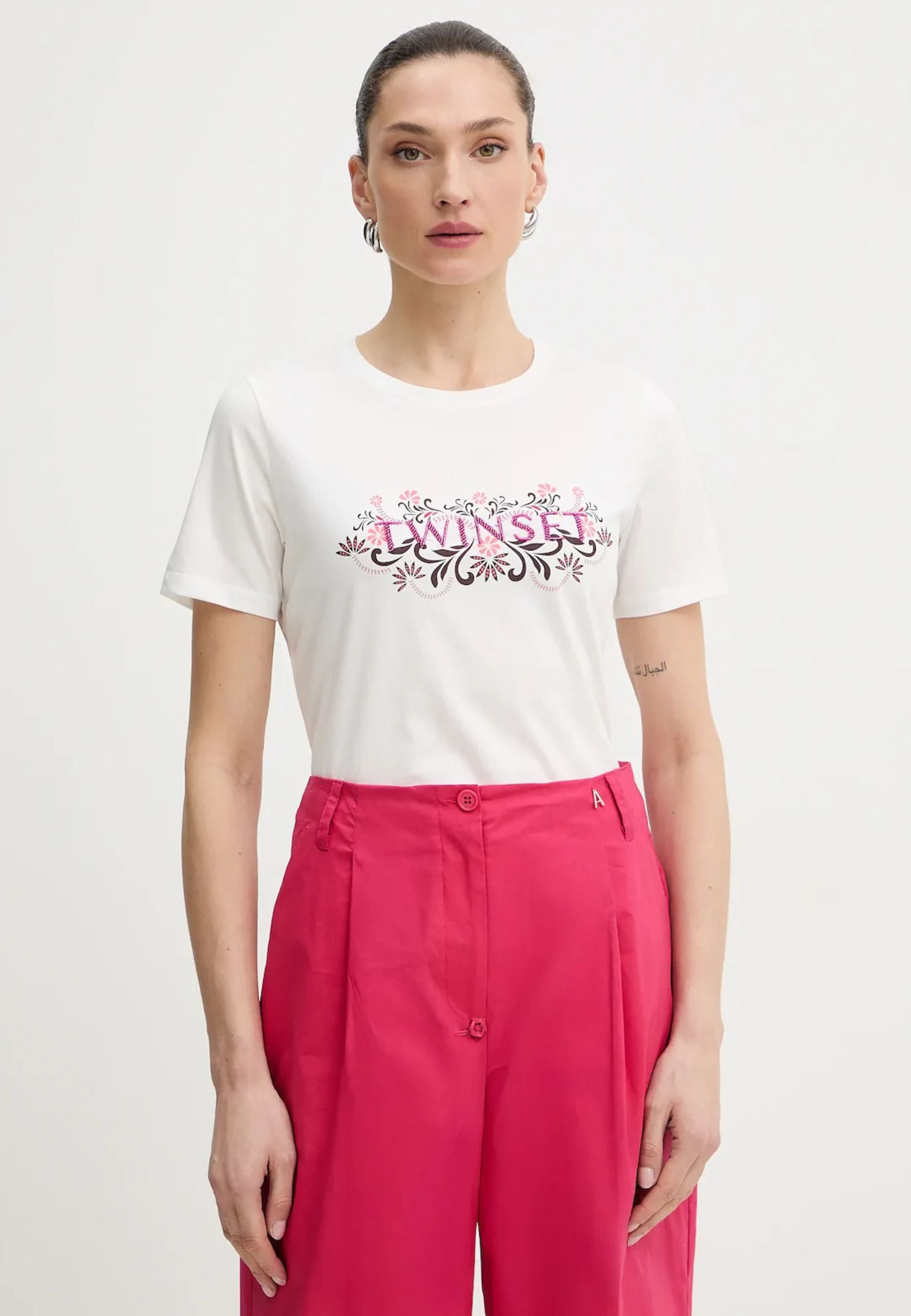T-shirt con ricamo logo Twinset 