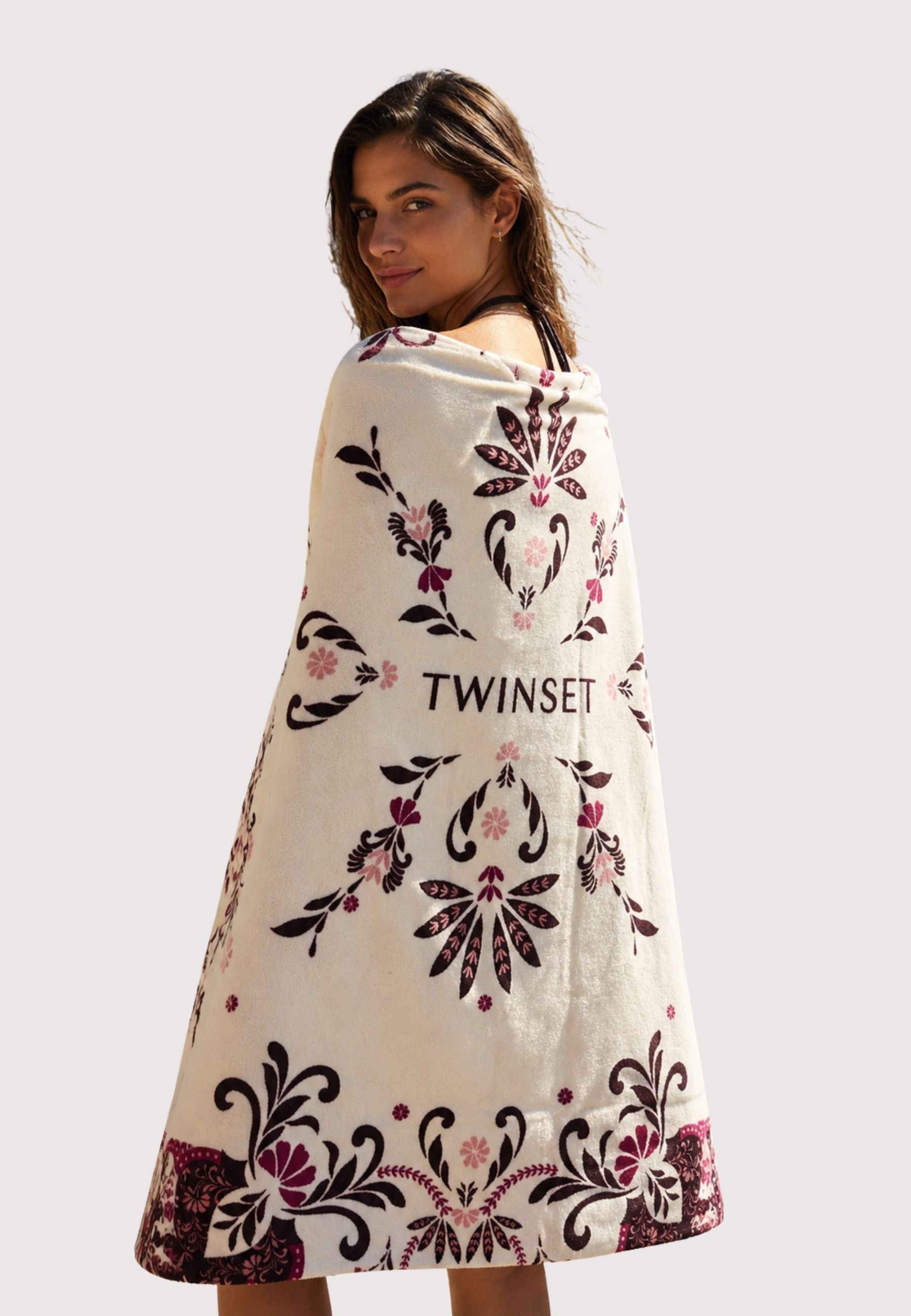 Telo Mare Twinset in Spugna di Cotone con Stampa Foulard 