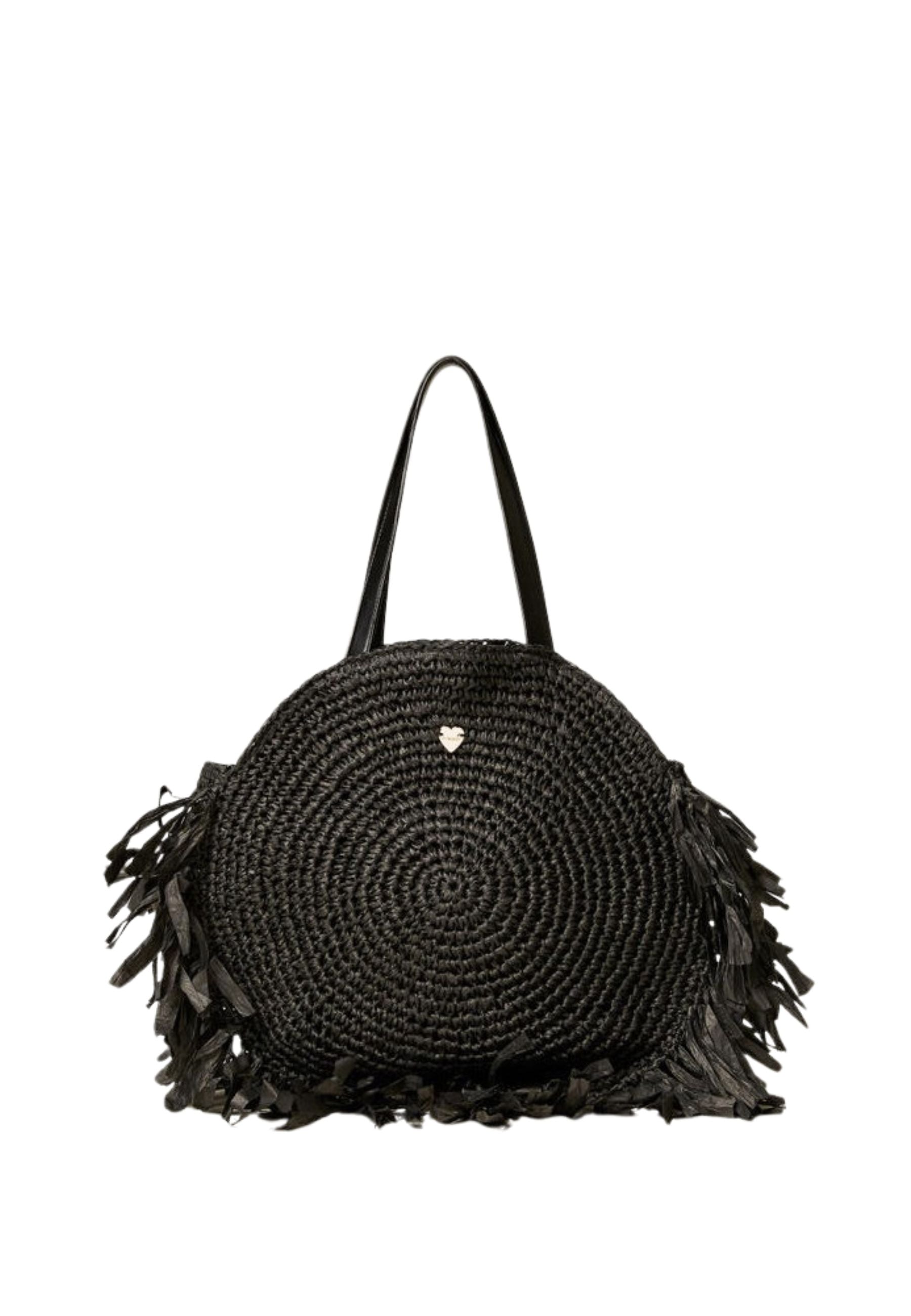 Borsa Shopper Tonda Twinset in Rafia con Frange 