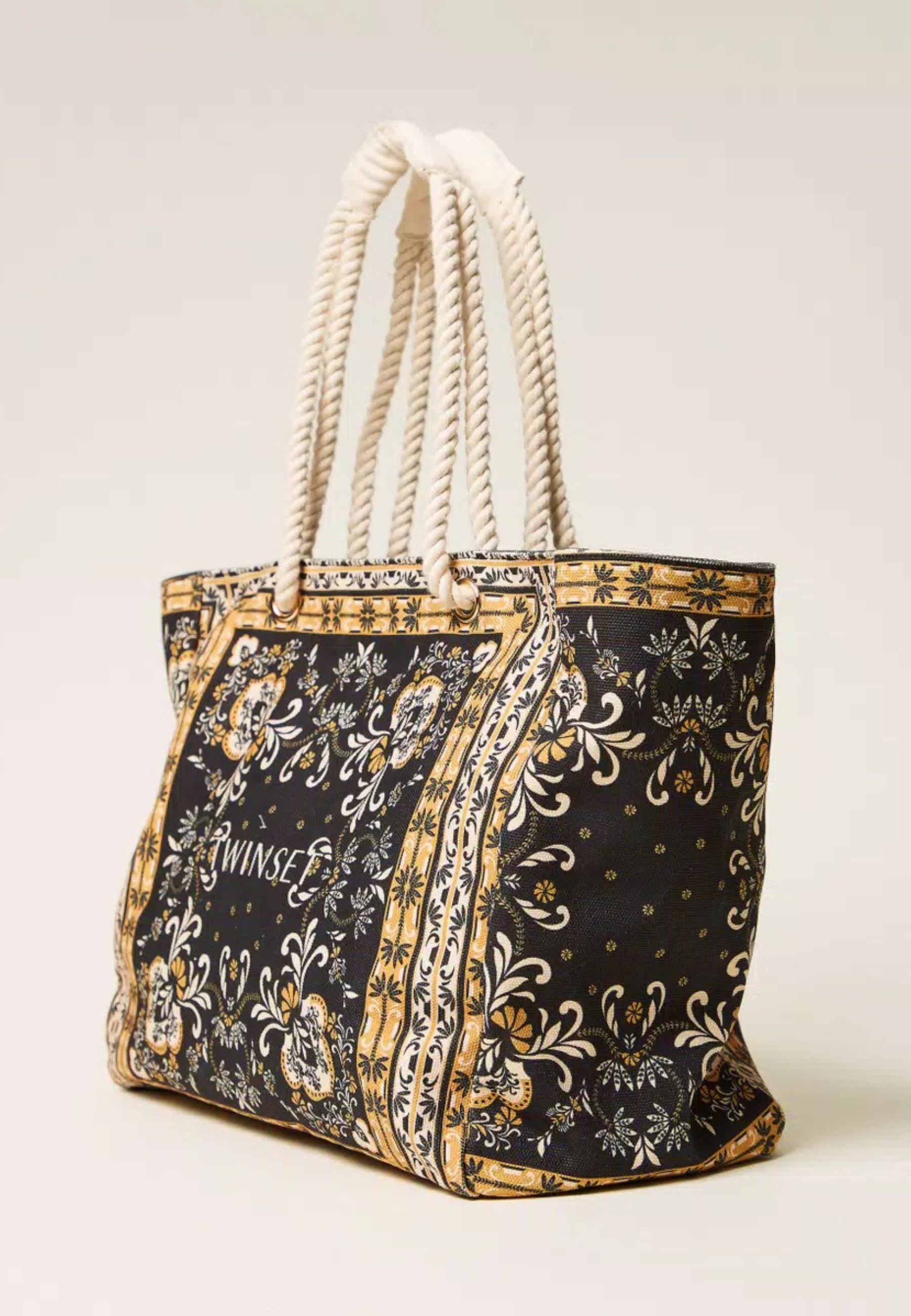 Borsa Shopper in Canvas con Stampa Foulard 