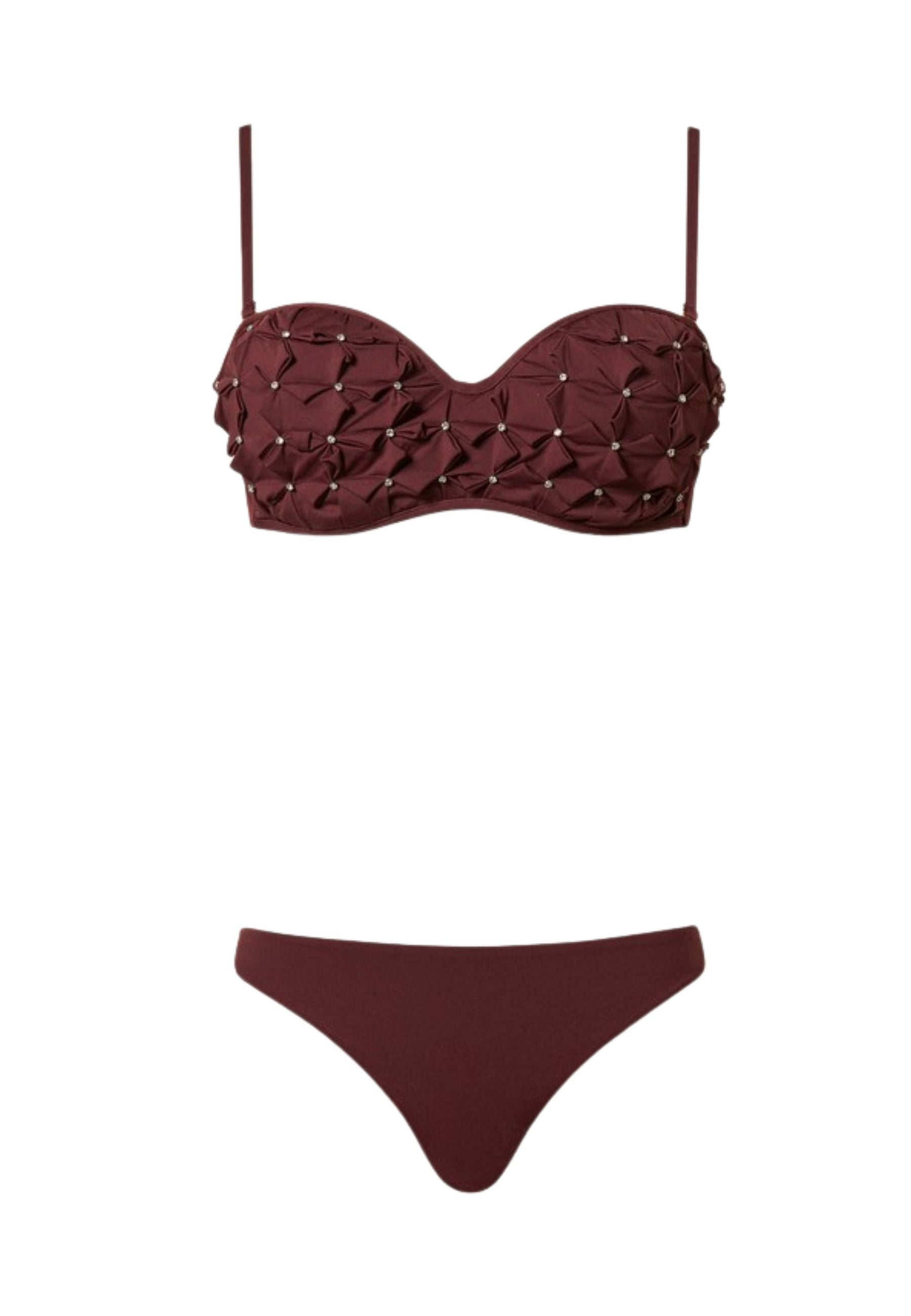 Bikini Fascia con Ricamo Origami e Strass 