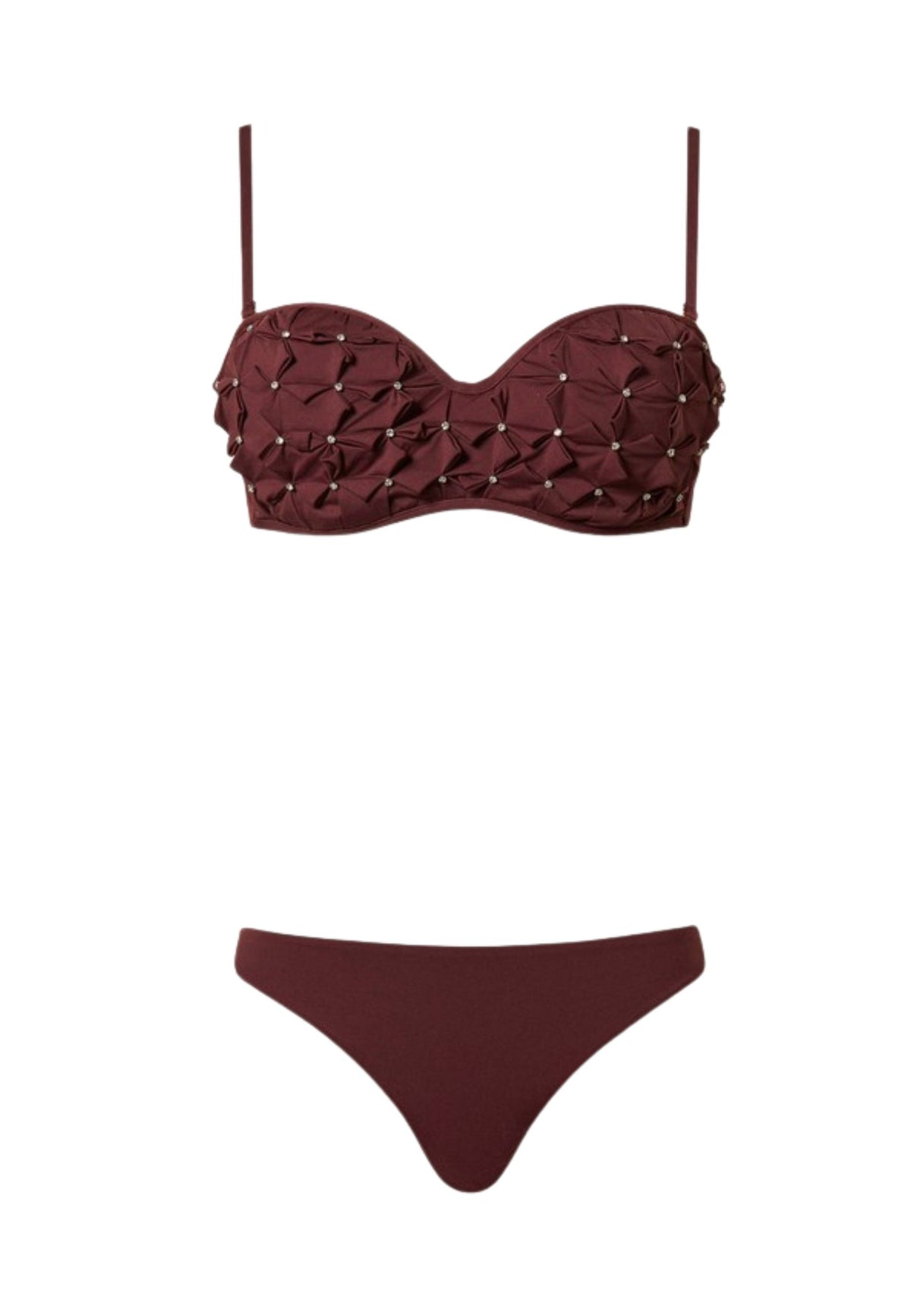 Bikini Fascia con Ricamo Origami e Strass 