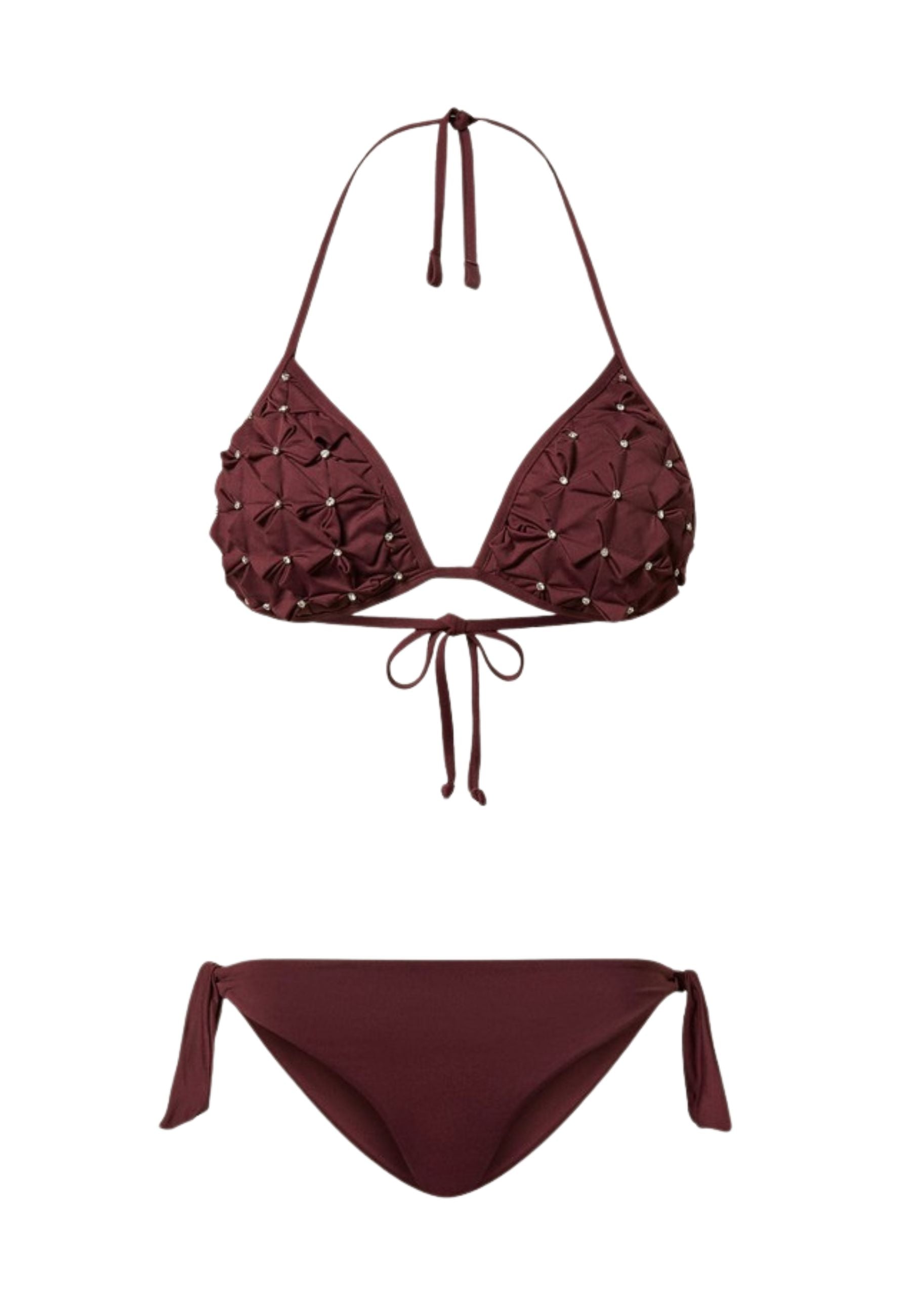 Bikini Triangolo Ricamato Origami e Strass Viola Winetasting 