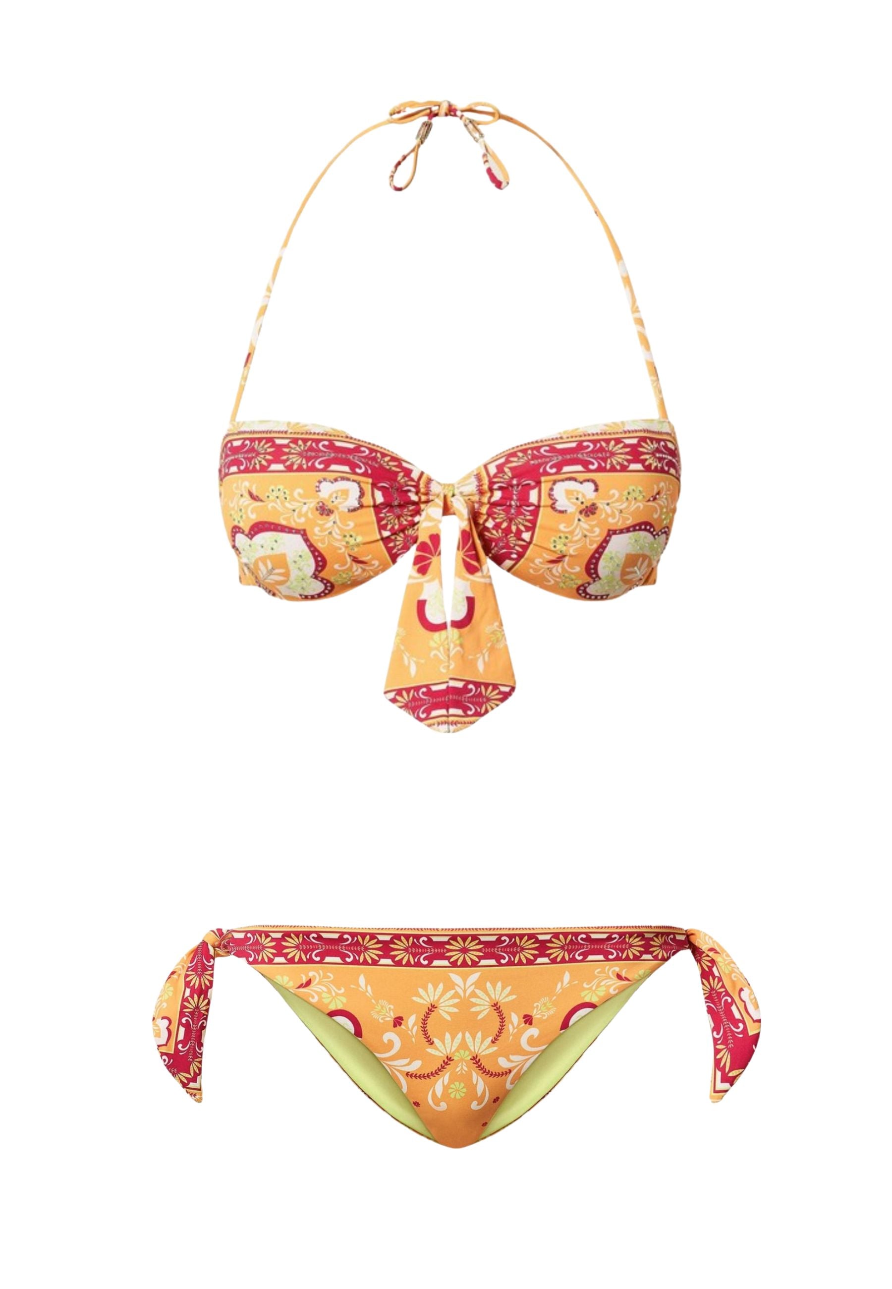 Bikini Twinset fascia e slip tanga con stampa foulard esclusiva 