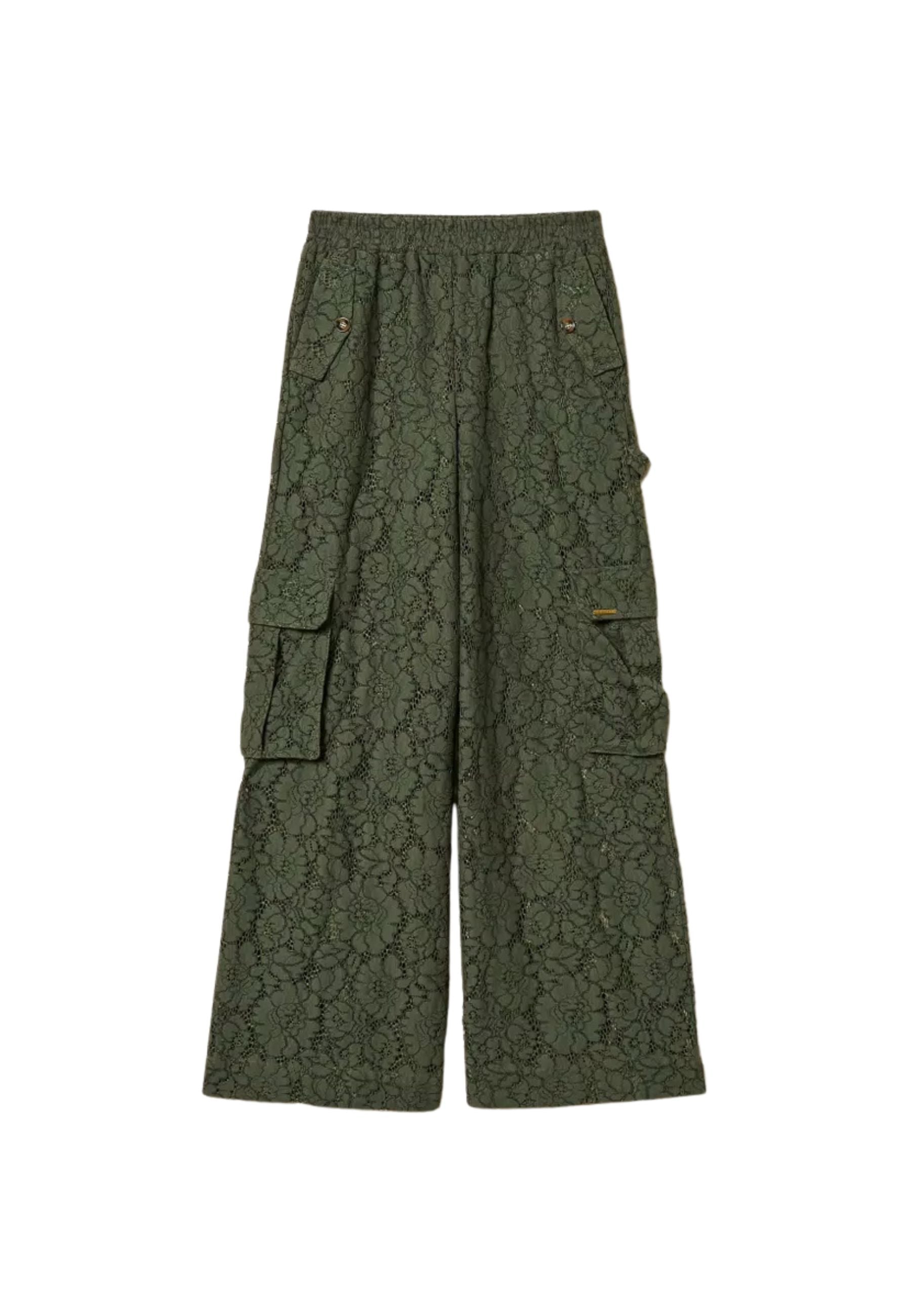 Twinset Milano - Pantaloni cargo in pizzo rébrodé 