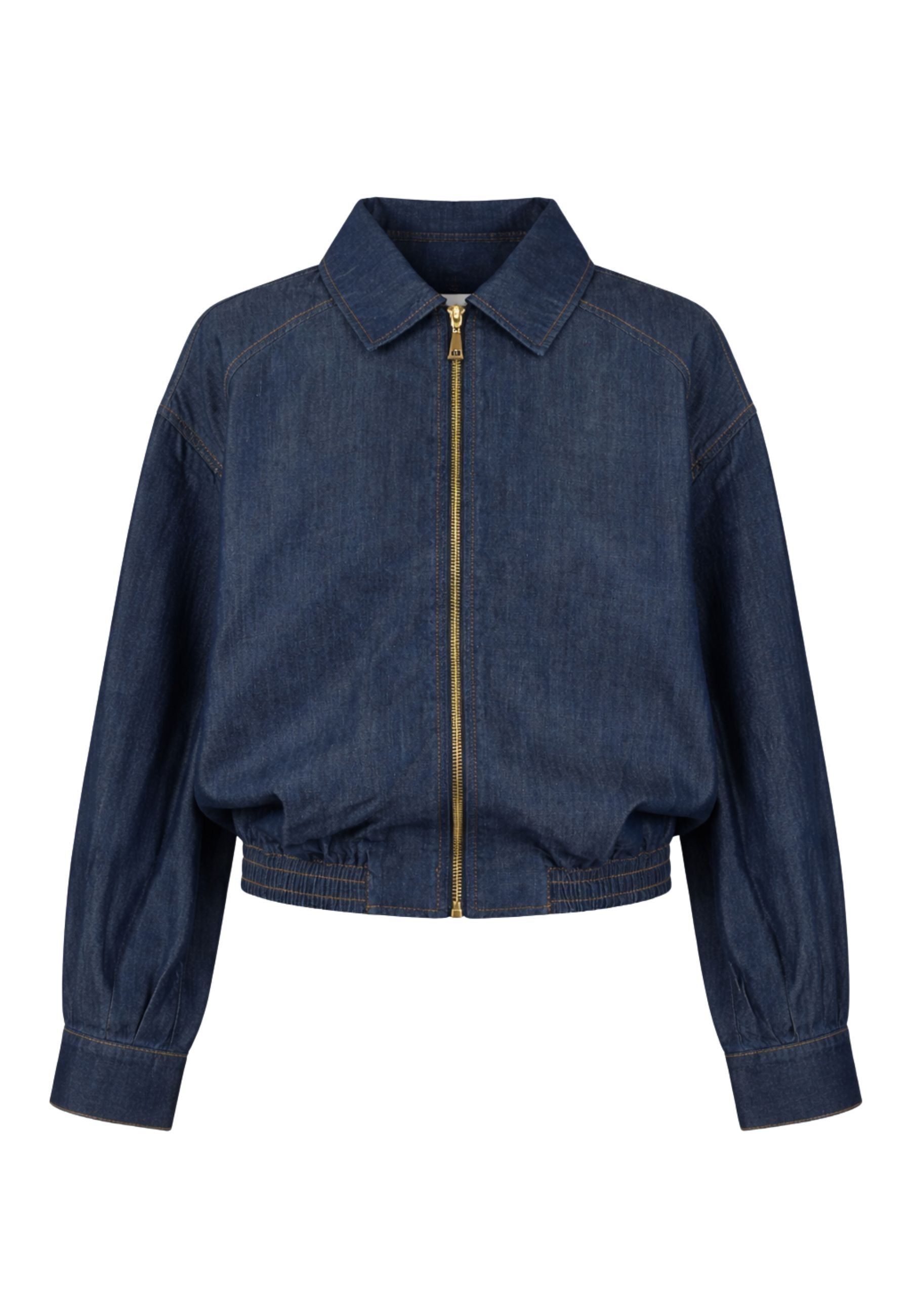 Giacca corta in chambray con zip 