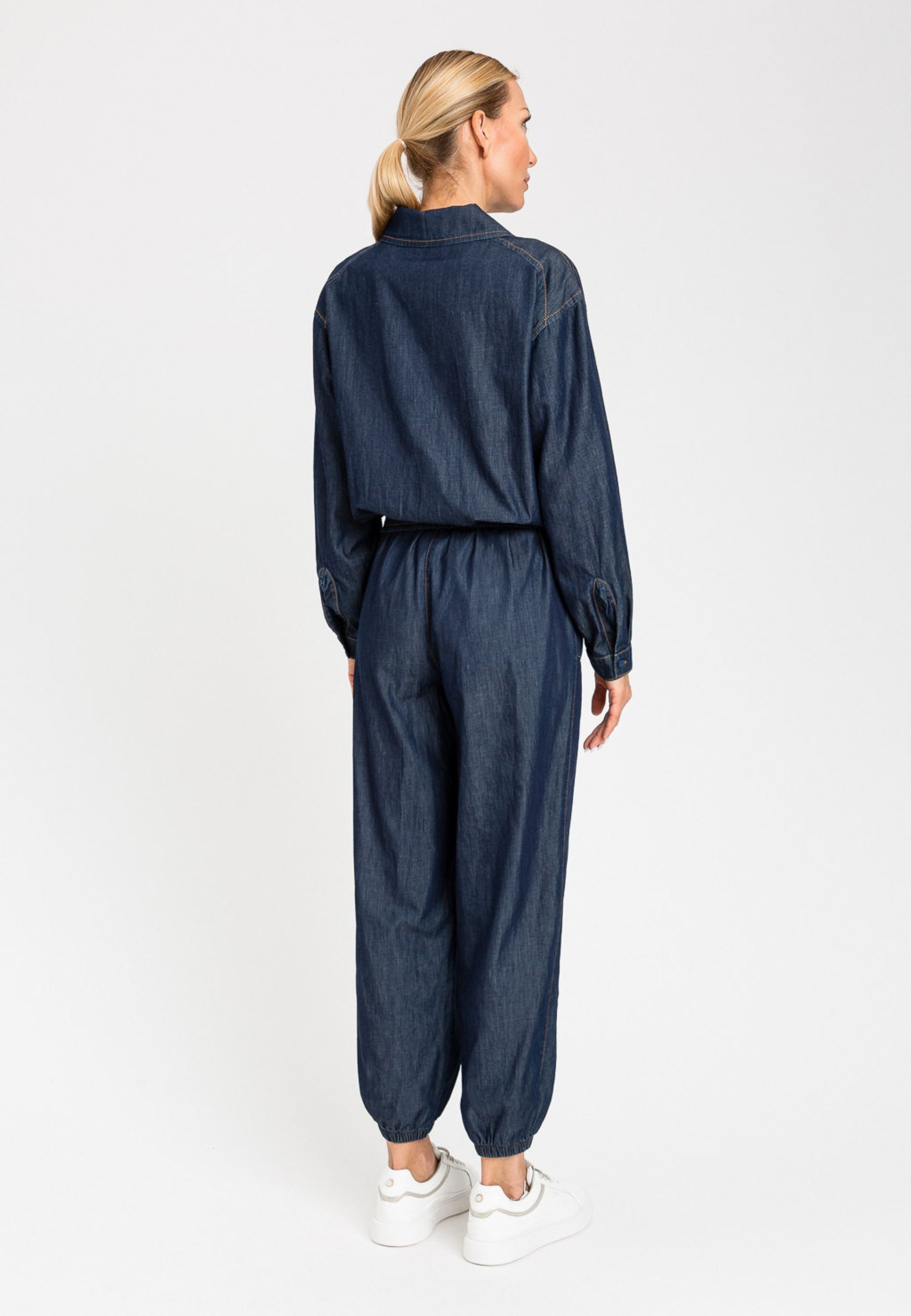 Giacca corta in chambray con zip 