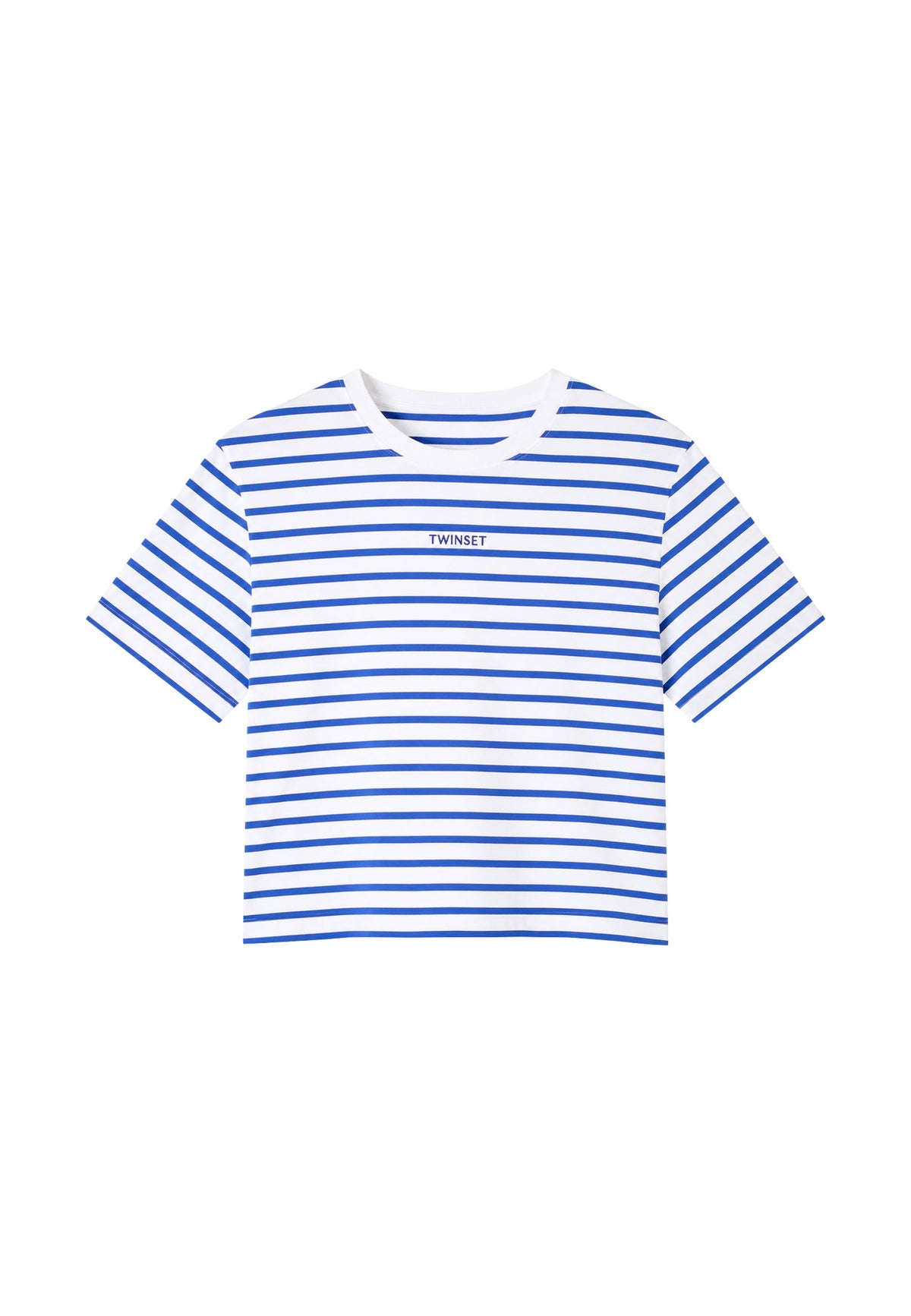 T-shirt Twinset a Righe Blu con Logo Ricamato 