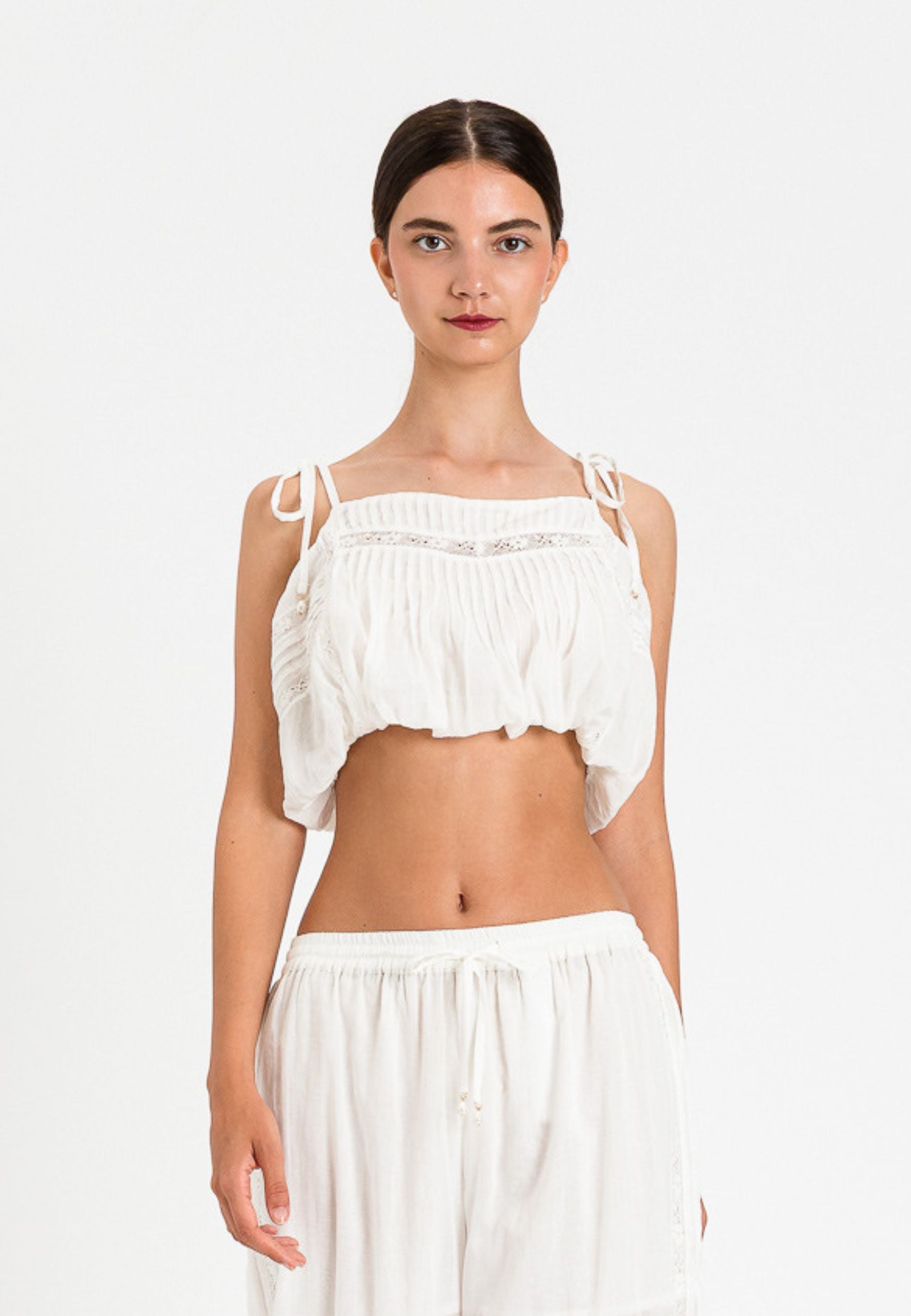 Top Twinset U&B in cotone con inserti in pizzo 