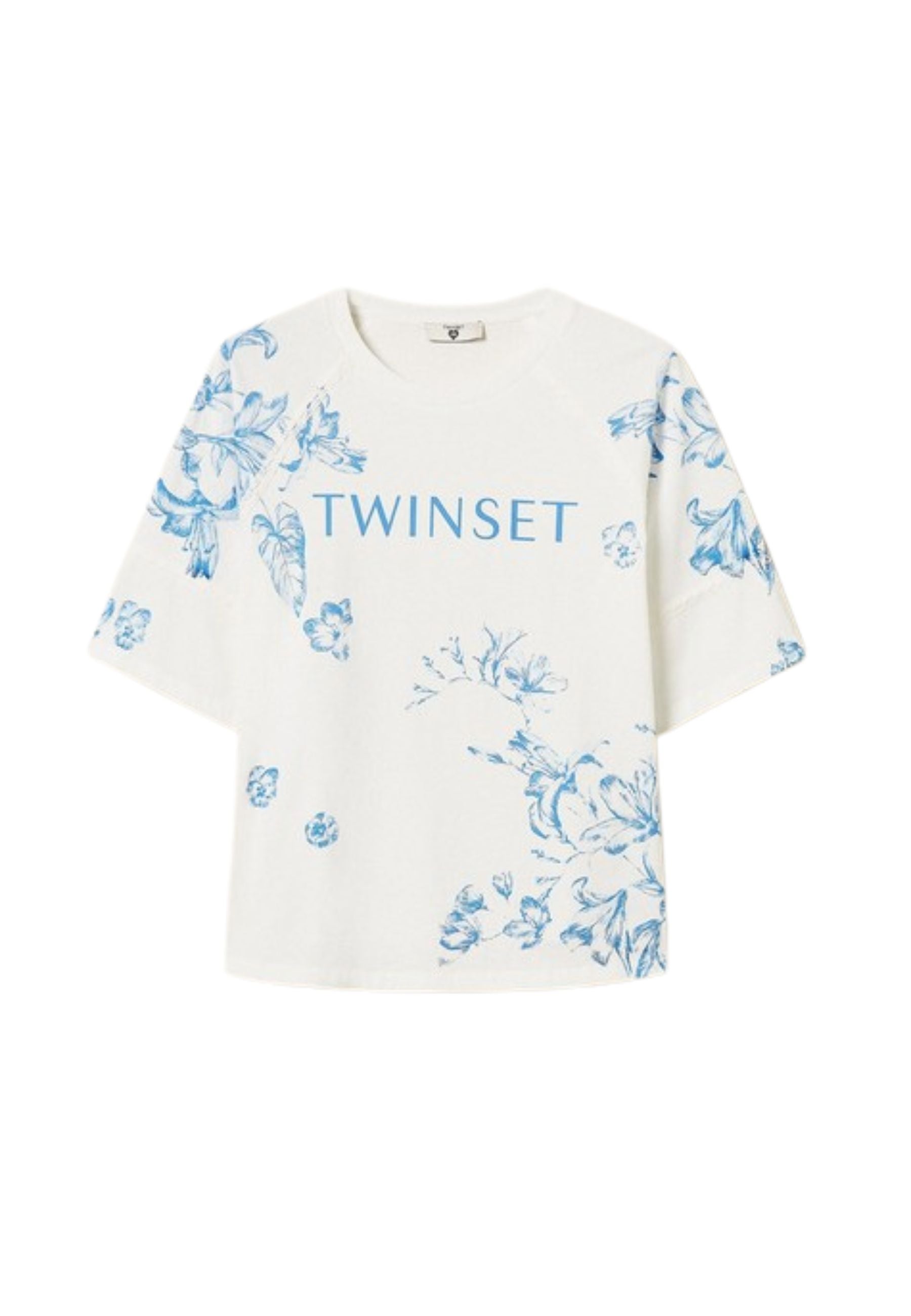 Twinset T-Shirt Toile de Jouy con Logo Lettering 