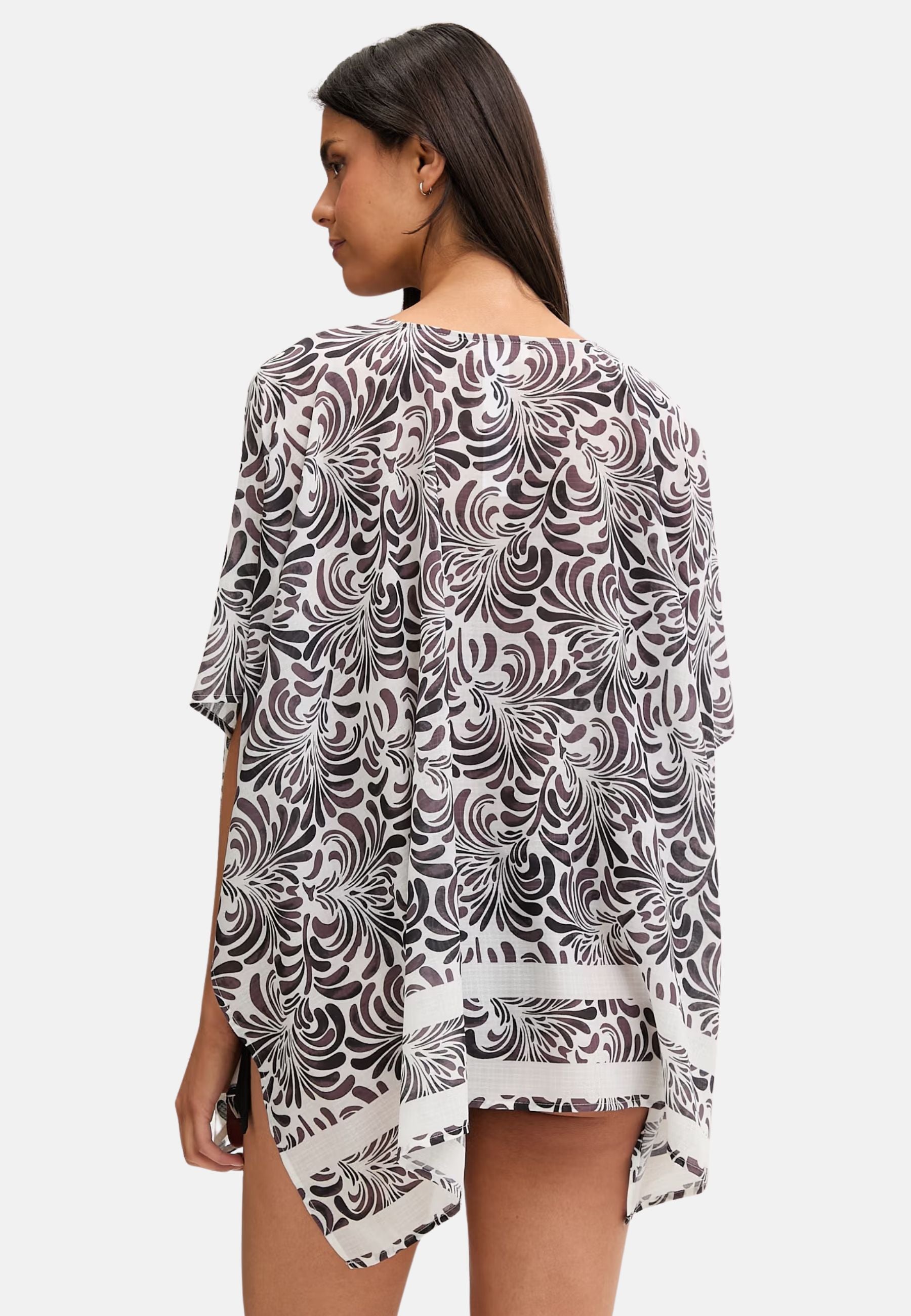 Copricostume poncho da spiaggia donna con stampa botanica 