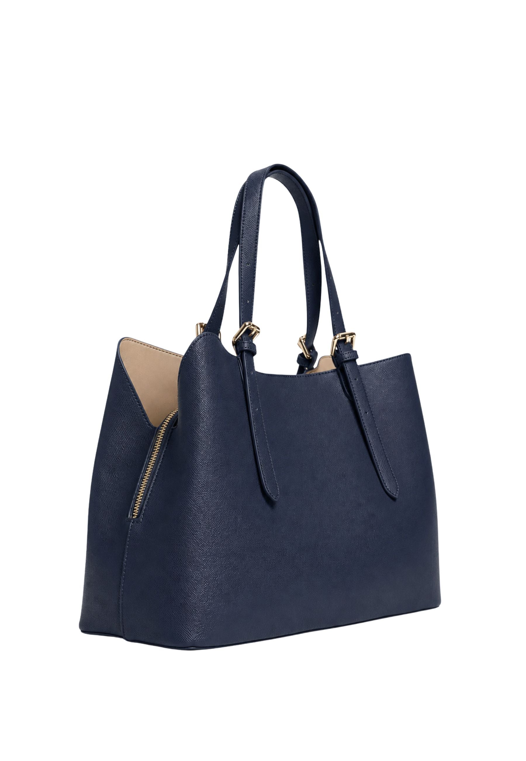 Twinset Borsa Tote Effetto Pelle Martellata Blu 