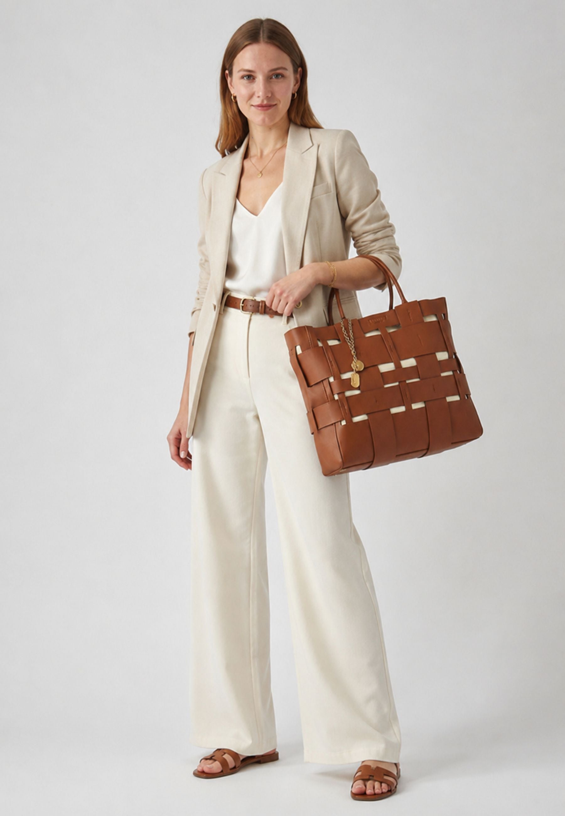 Borsa Tote Intrecciata con Tracolla 