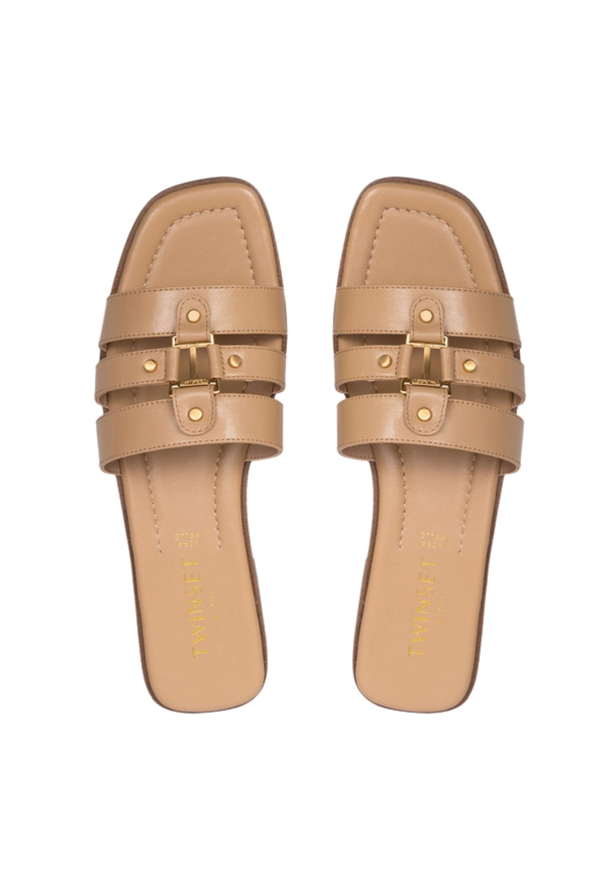 Sandali slide in pelle con logo 