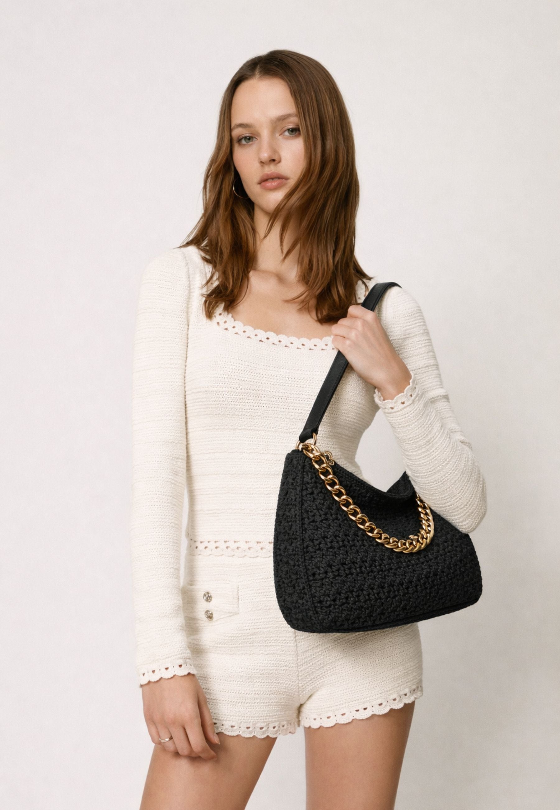 Borsa Hobo "Liliane" Grande in Rafia Crochet 