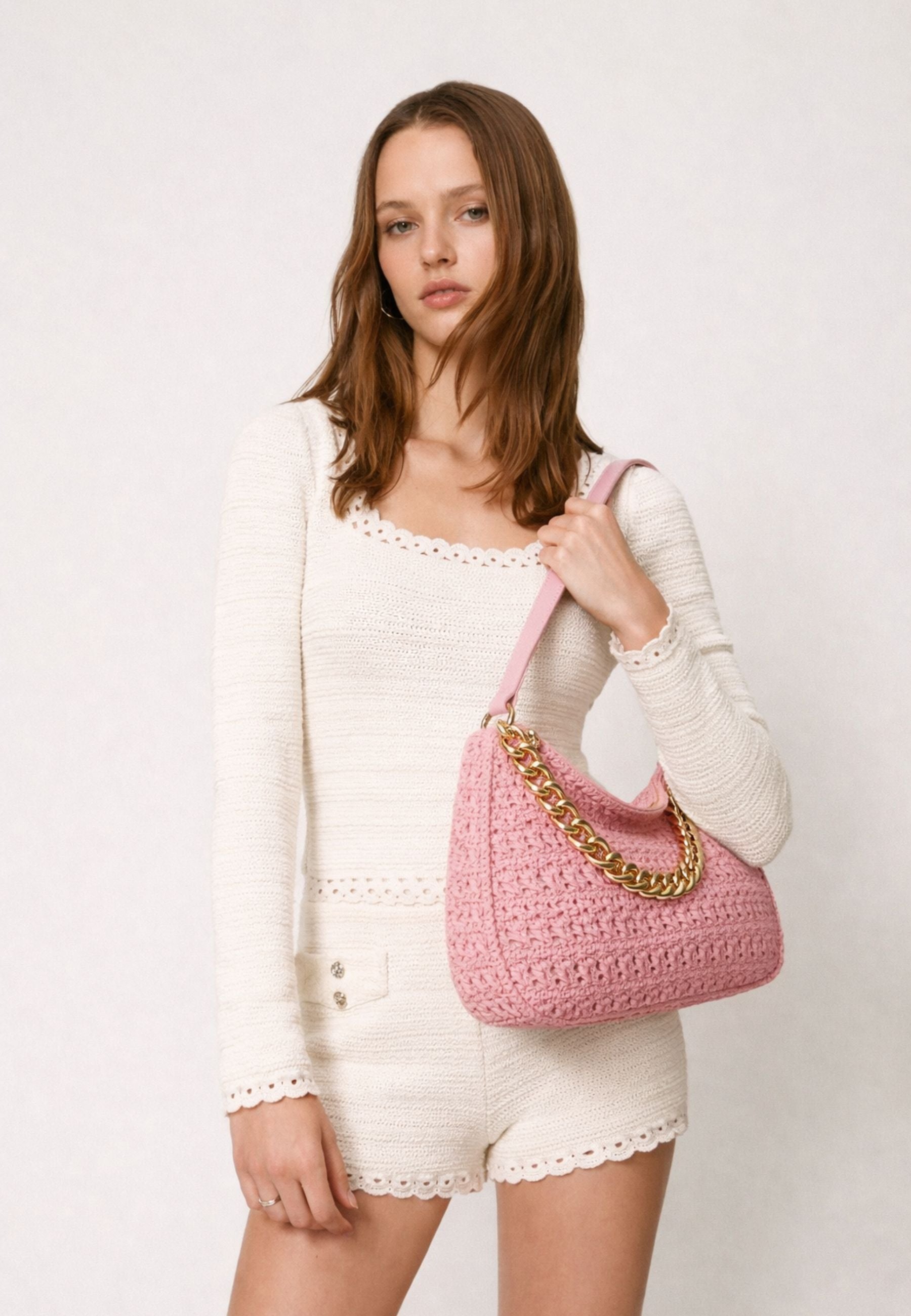 Borsa Hobo "Liliane" Grande in Rafia Crochet 