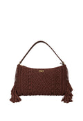 Borsa in macramè con dettagli in pelle